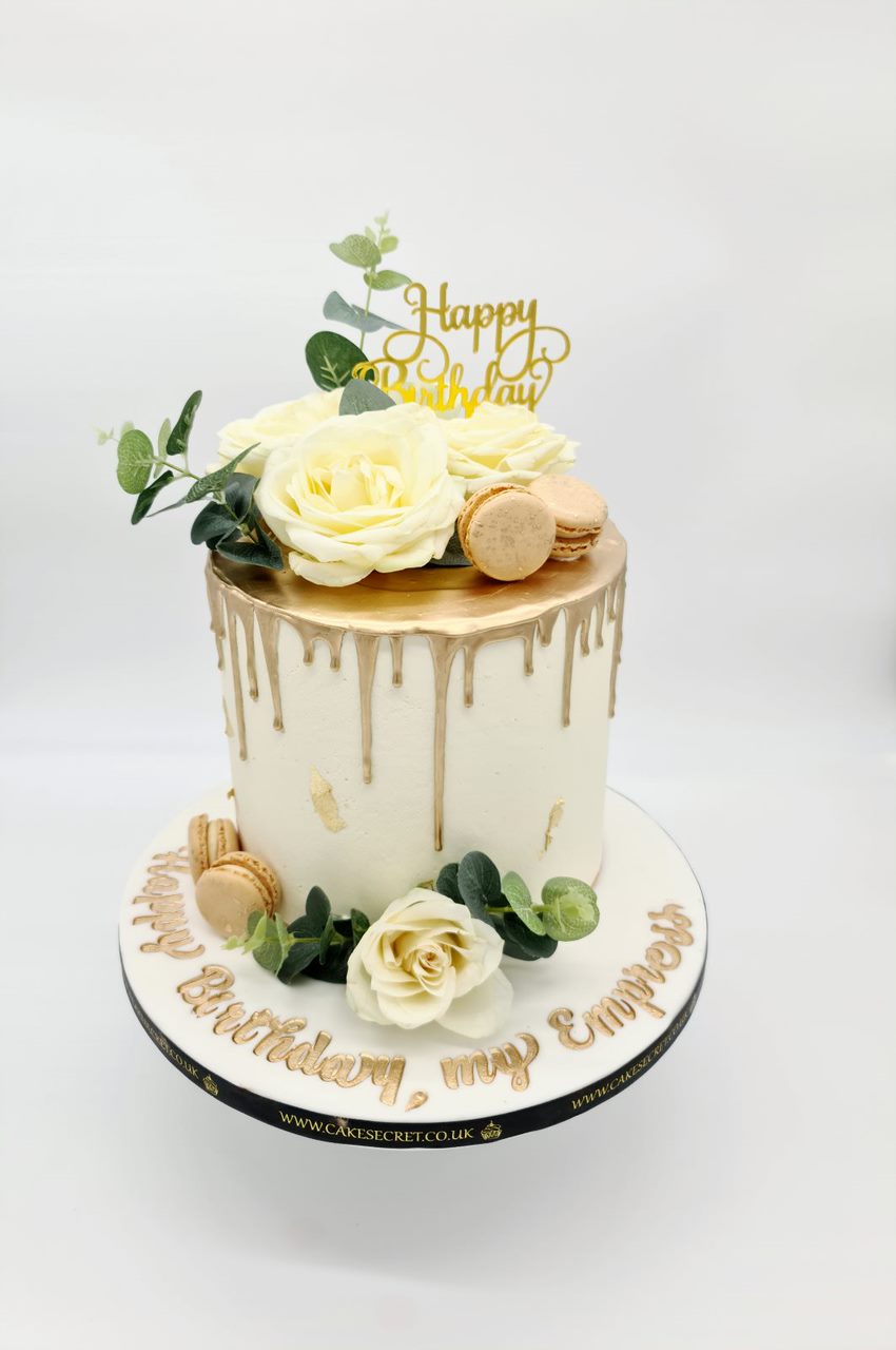 Golden Elegance Birthday Cake