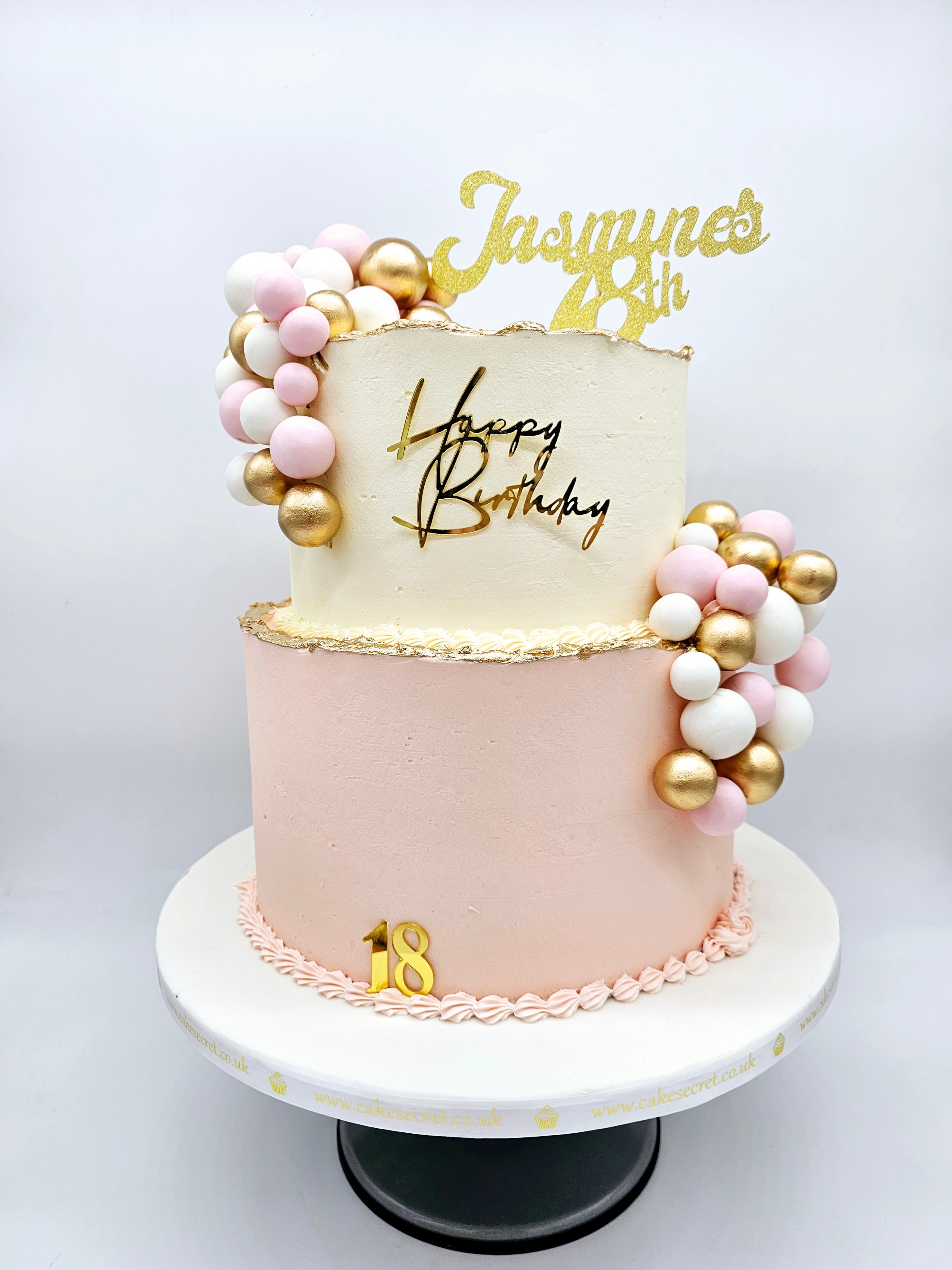Elegant Blush & Gold 18th Birthday Cake