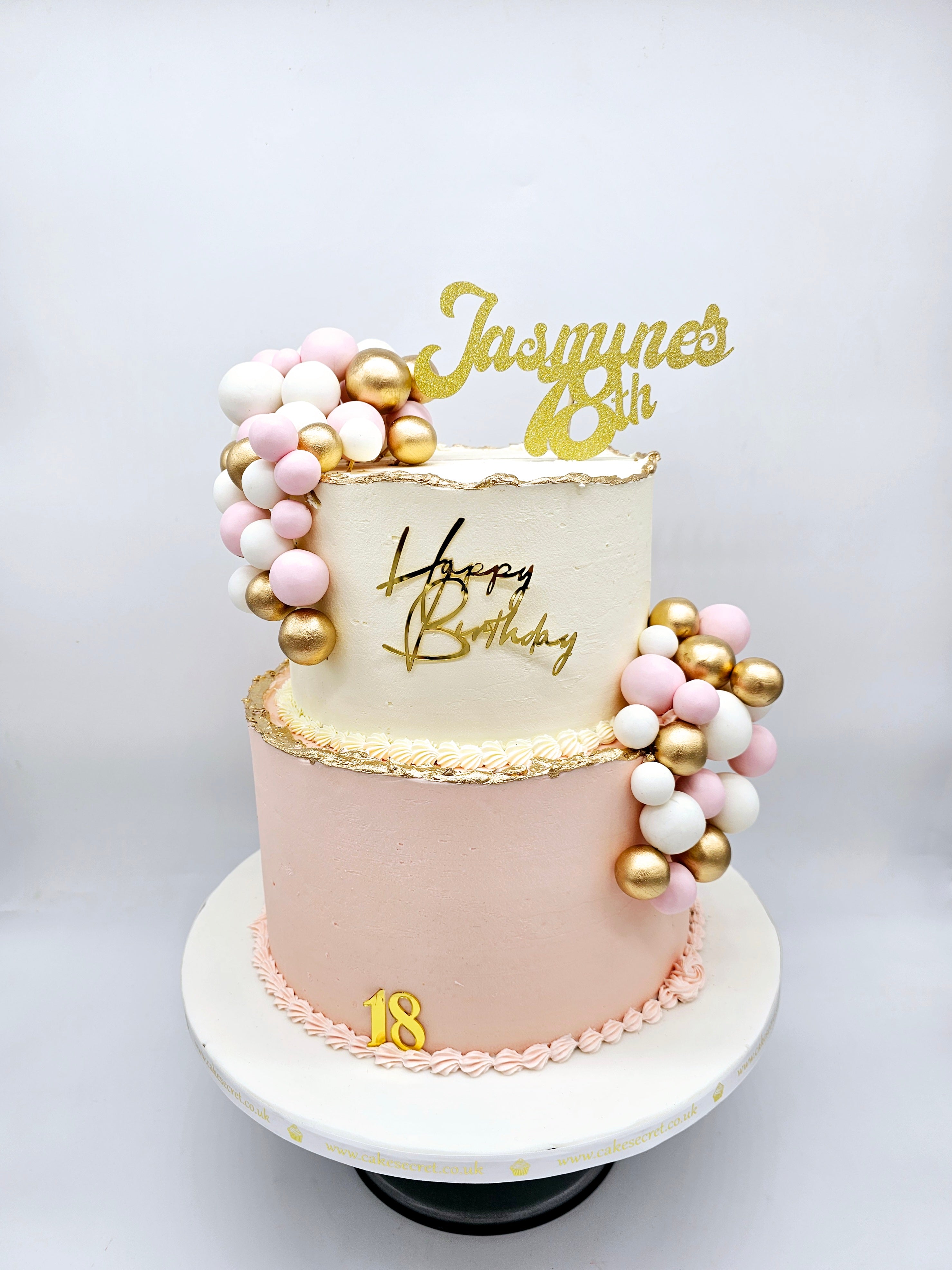 Elegant Blush & Gold 18th Birthday Cake