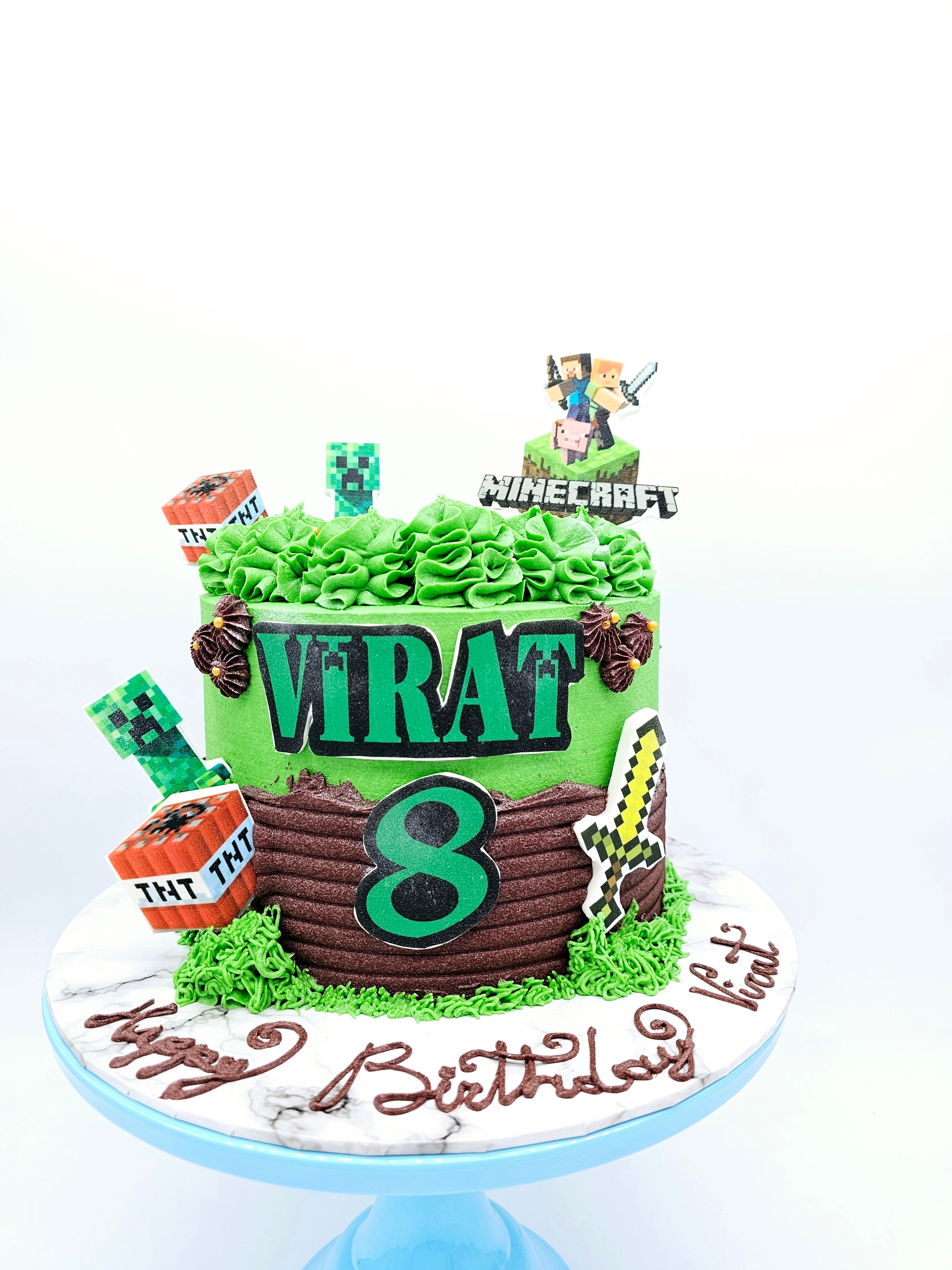 Eggless Minecraft Birthday Cake – Edible Prints & Pixel Design - Cake Secret