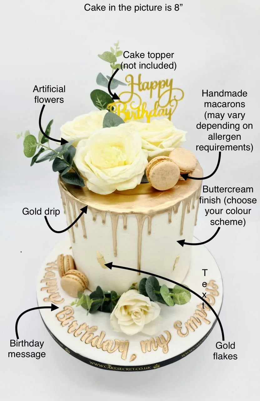 Golden Elegance Birthday Cake