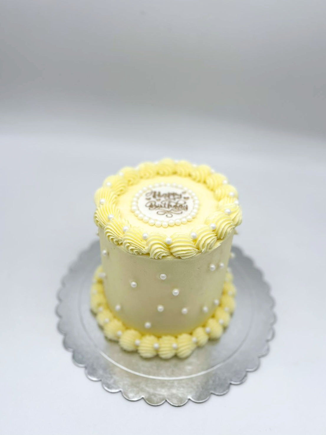 Pearl Swirls Birthday Cake