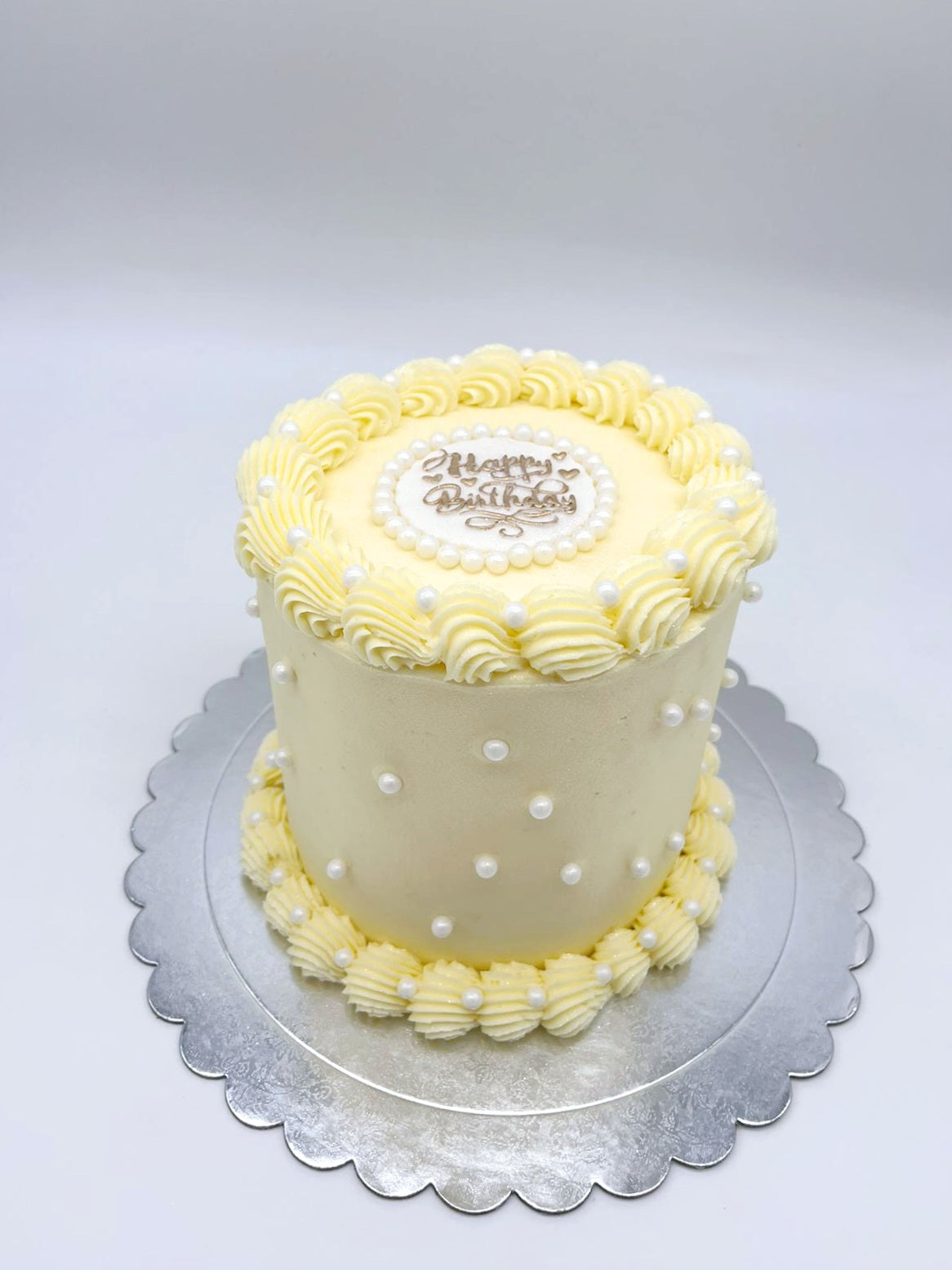 Pearl Swirls Birthday Cake