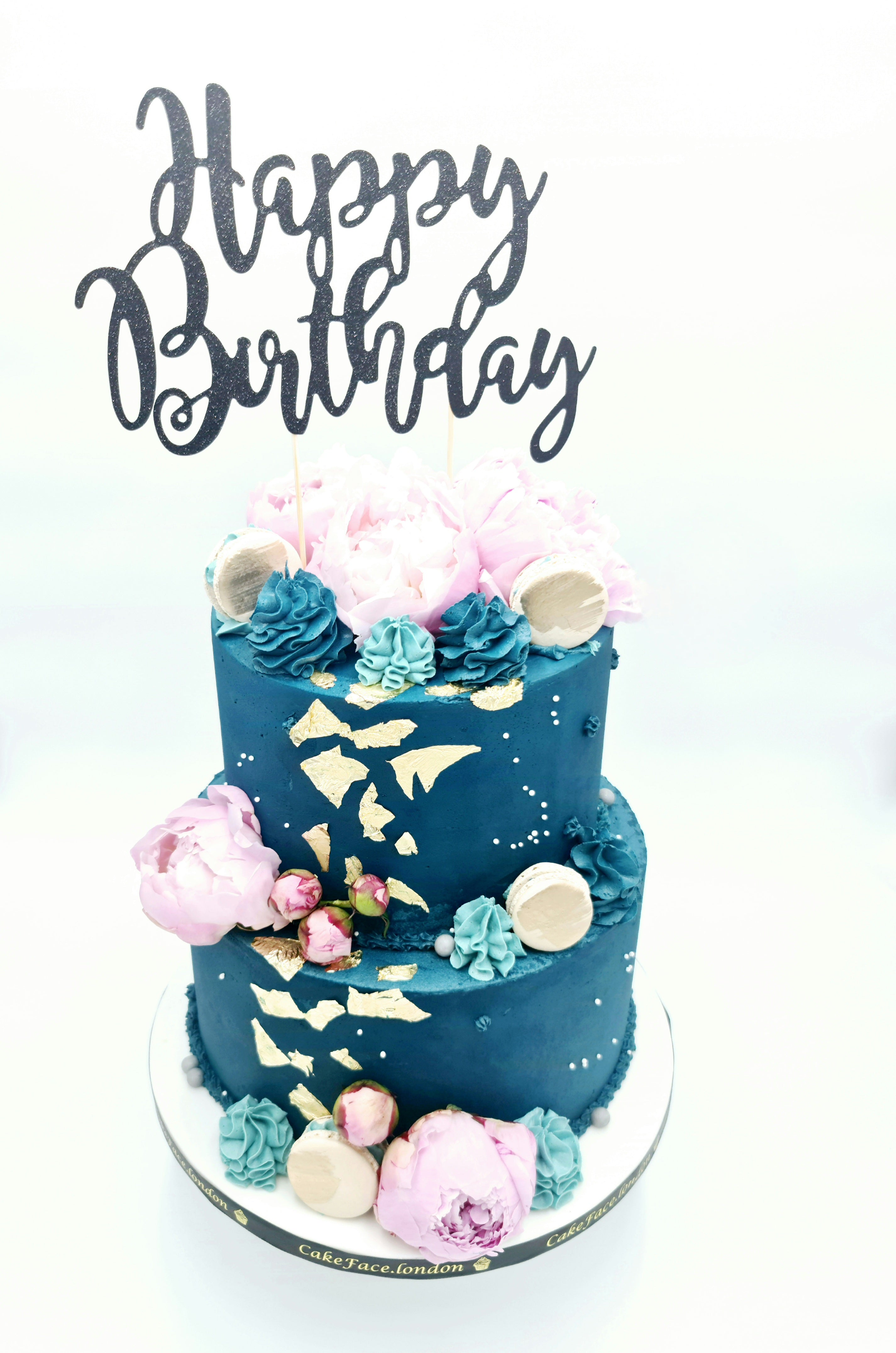 Golden Blossom Buttercream Birthday Cake - Cake Secret