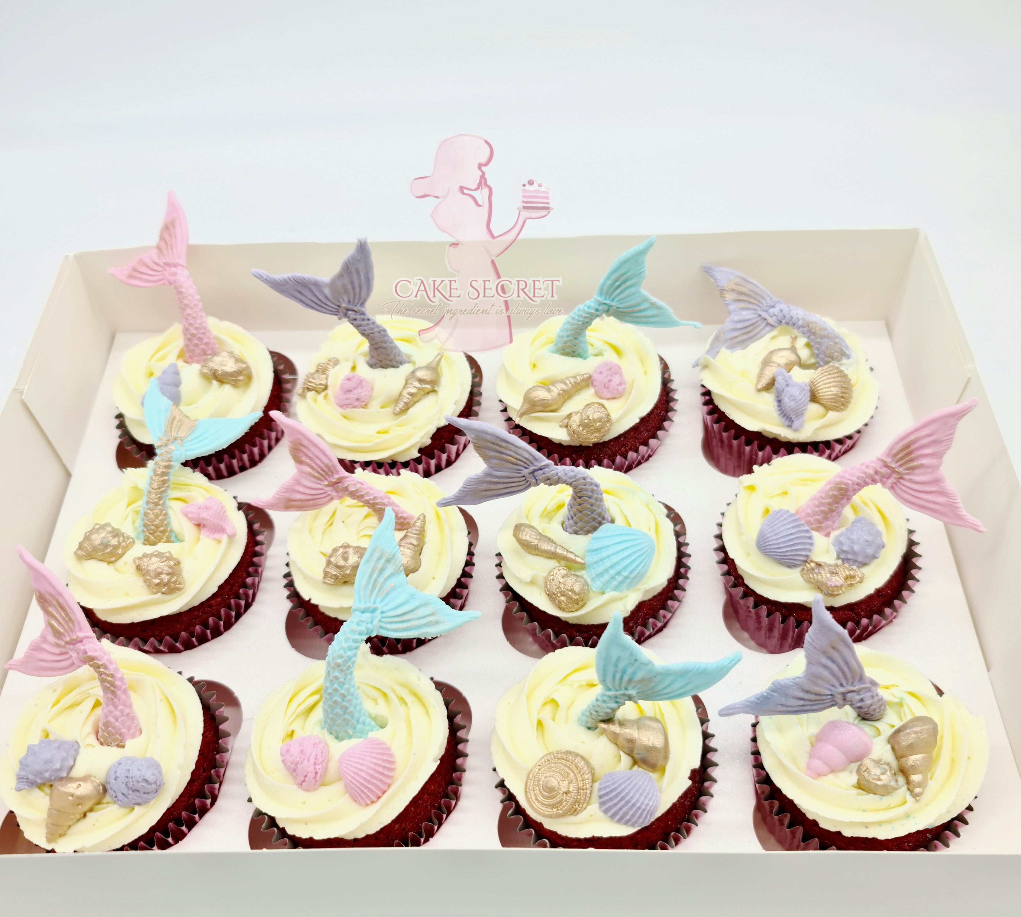 Vegan Under the Sea Enchantment Handmade Mermaid Themed Cupcakes With Vanilla Buttercream And Sugarpaste Mermaid Tail - Cake Secret