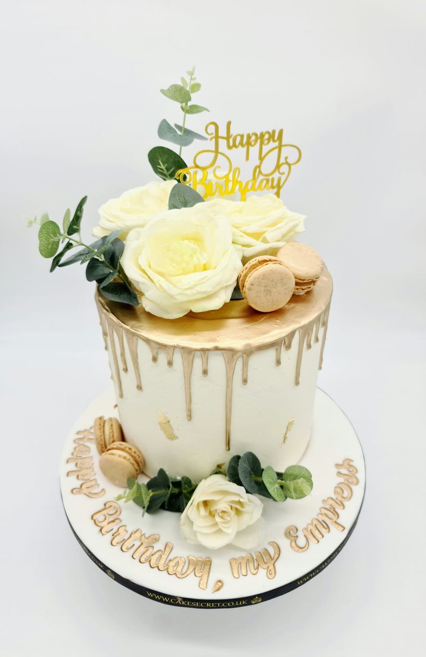 Golden Elegance Birthday Cake