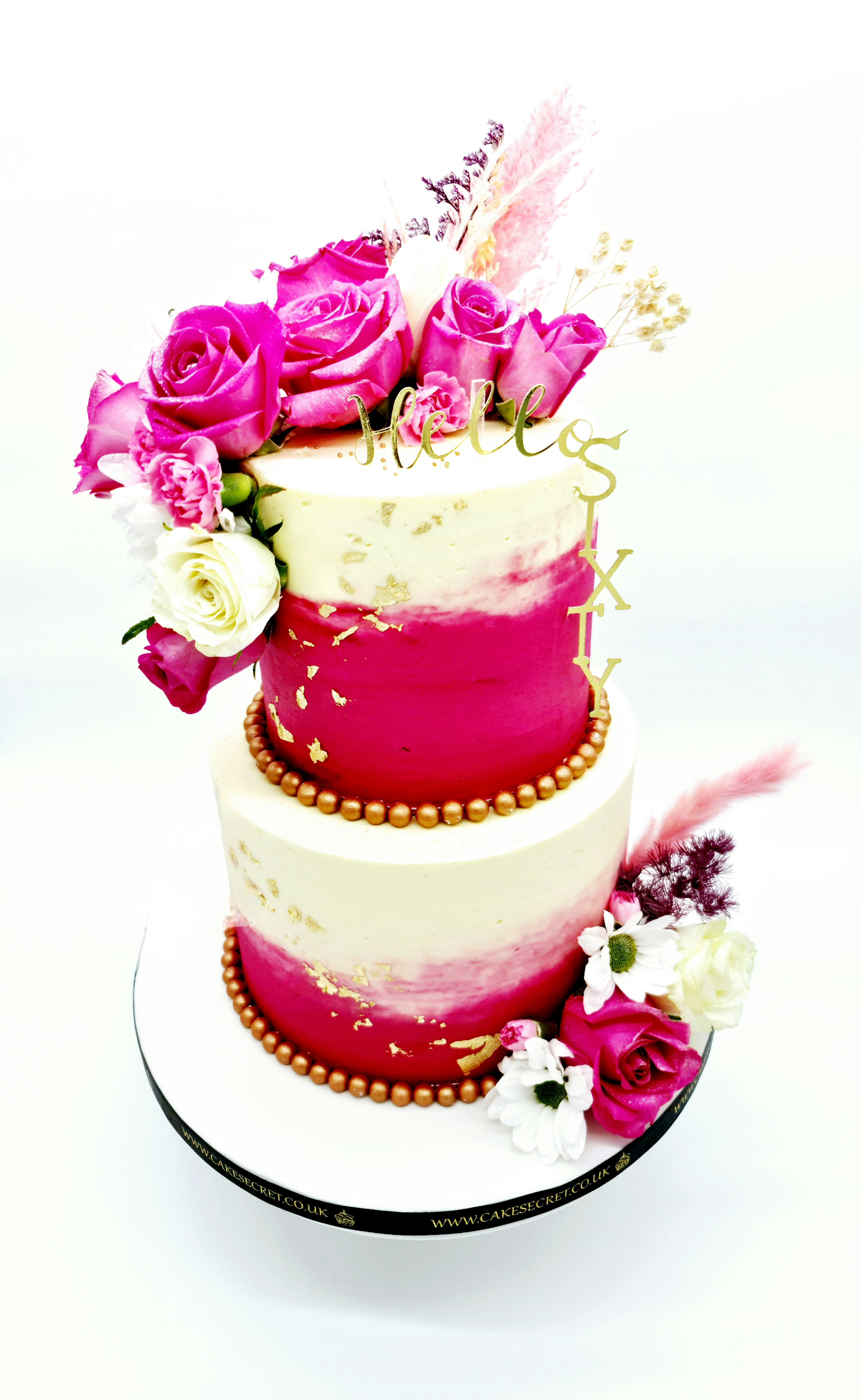 Floral Ombre Elegance Birthday Cake - Cake Secret