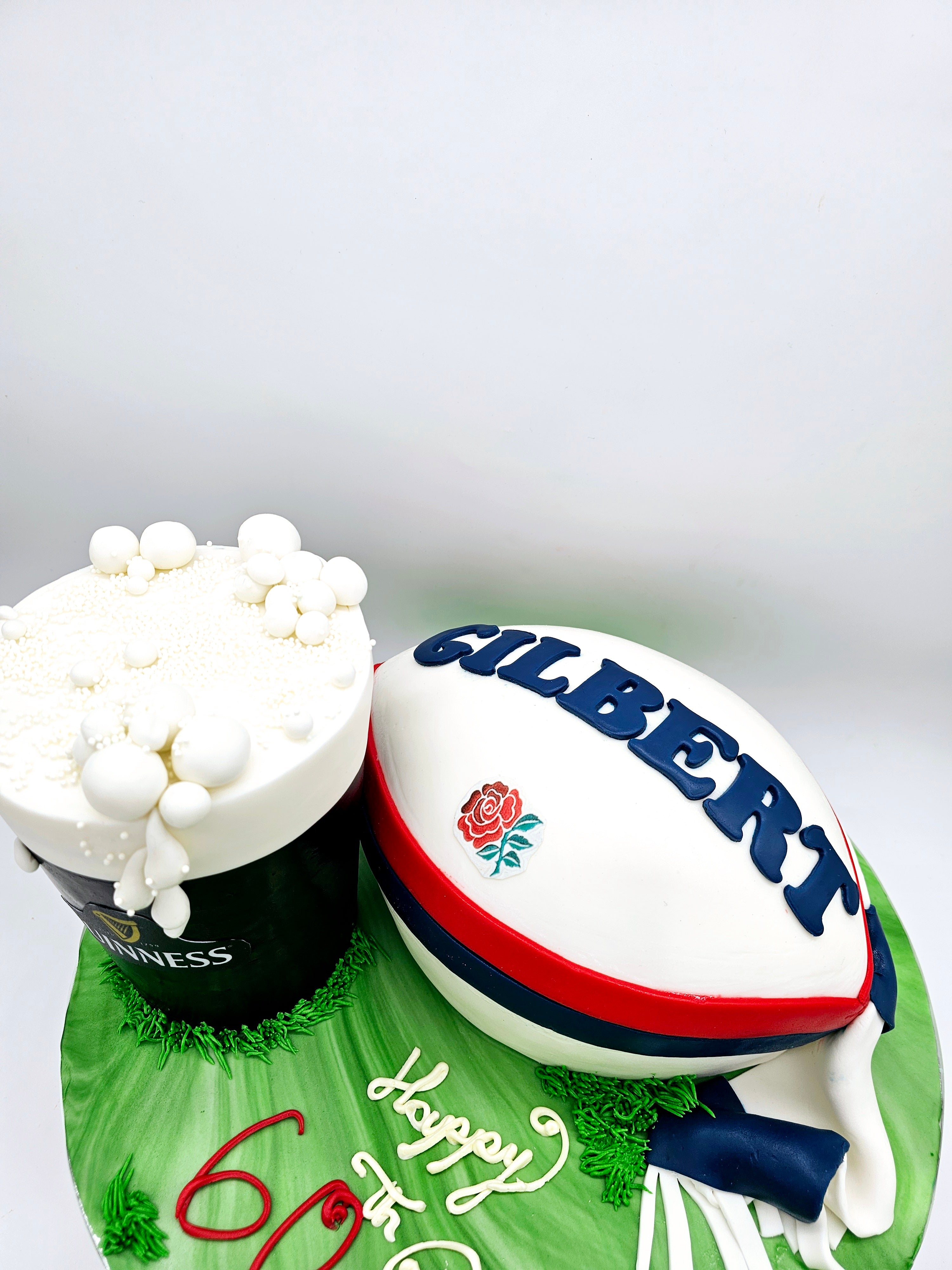 Rugby Ball and Guinness Pint Cake - Cake Secret