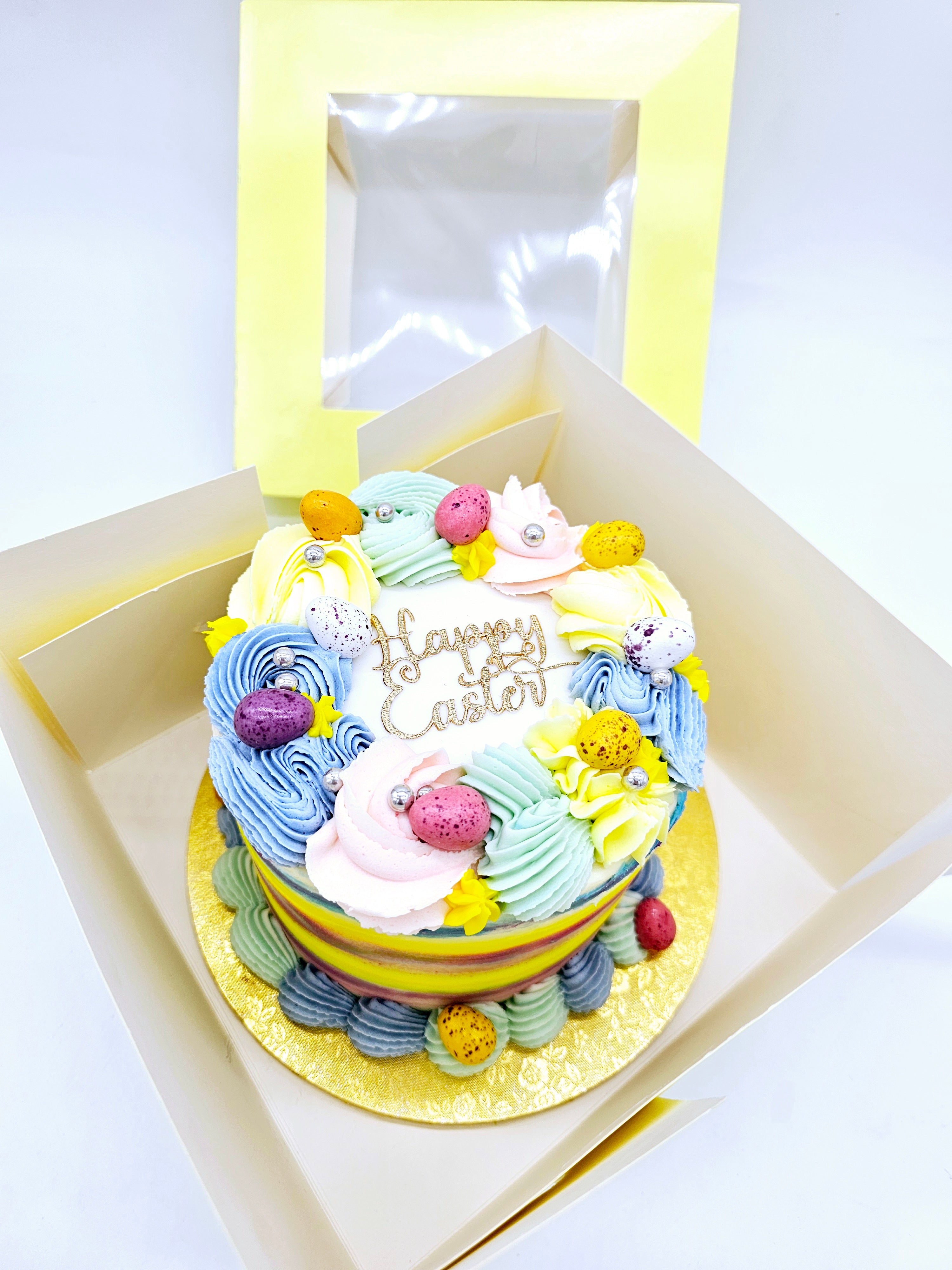 Pastel Swirl Easter Cake – “Happy Easter” Celebration Cake - Cake Secret