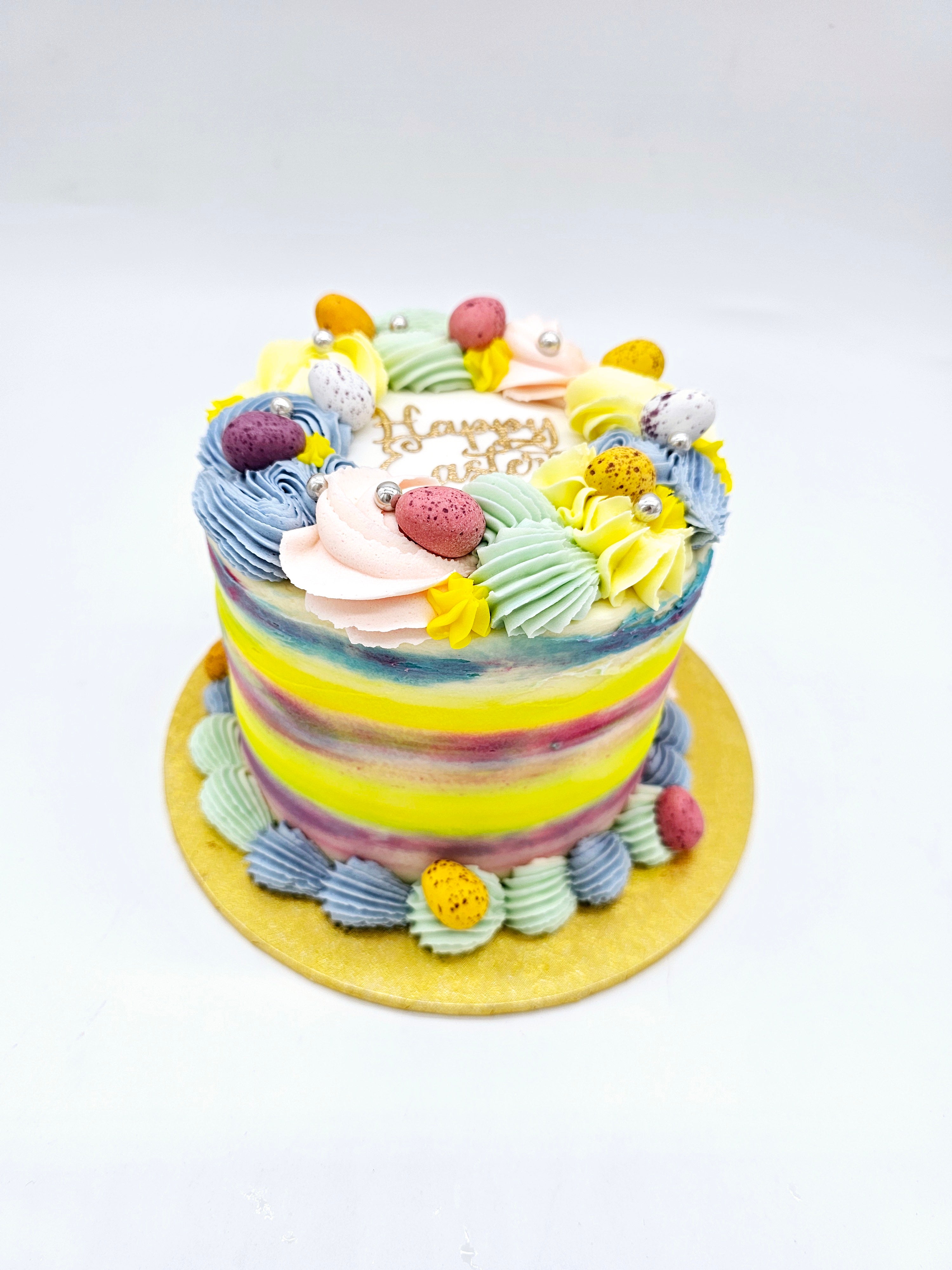 Pastel Swirl Easter Cake – “Happy Easter” Celebration Cake - Cake Secret