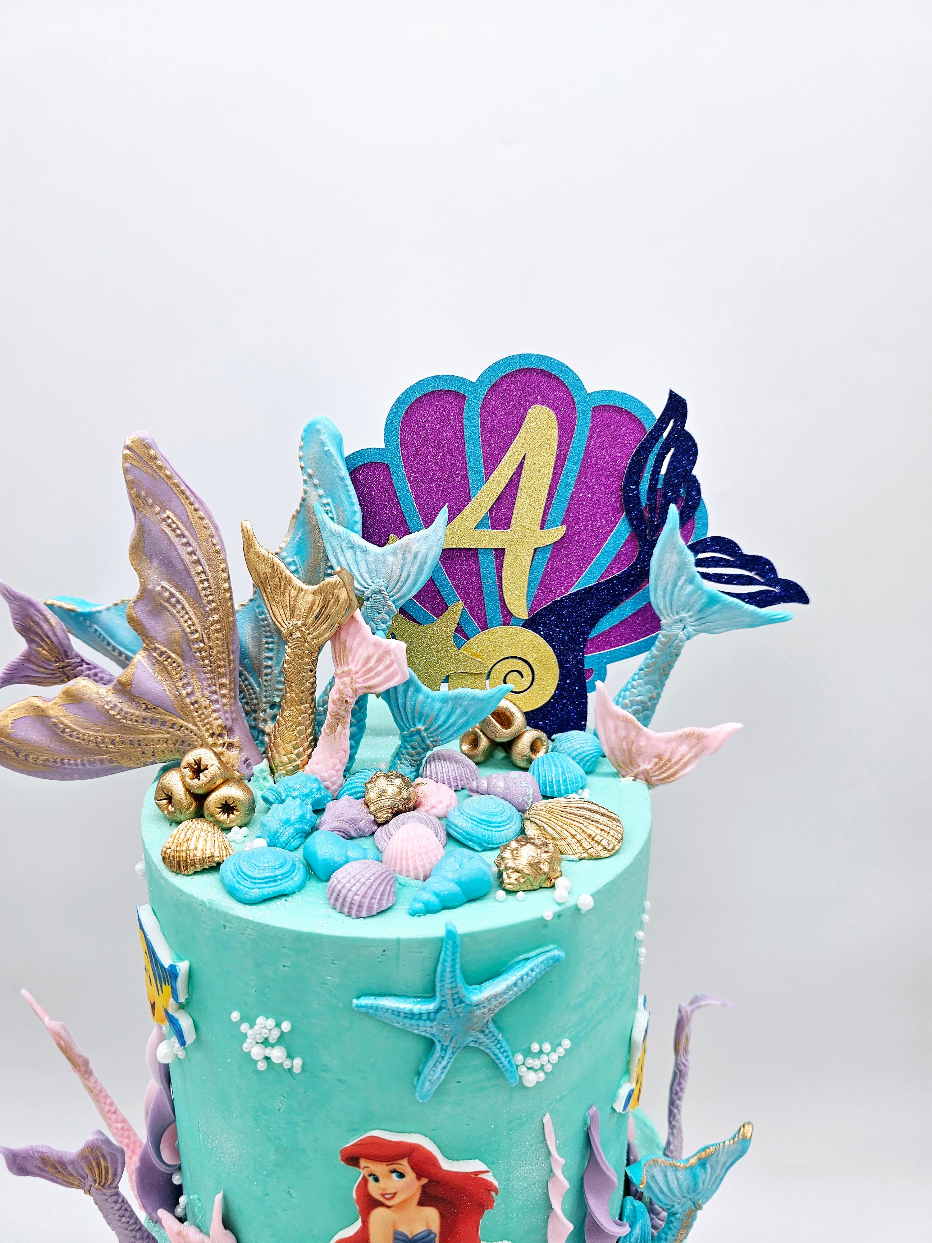 Mermaid Dream Birthday Cake with Edible Ariel Print and Buttercream Finish - Cake Secret