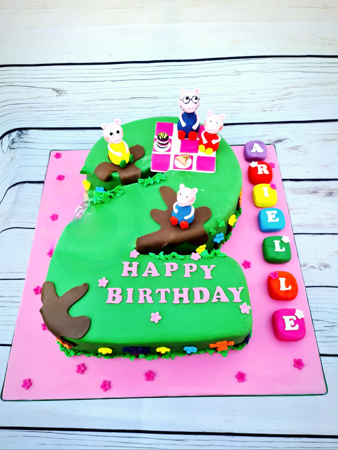 Peppa Pig Picnic Number Cake - Cake Secret