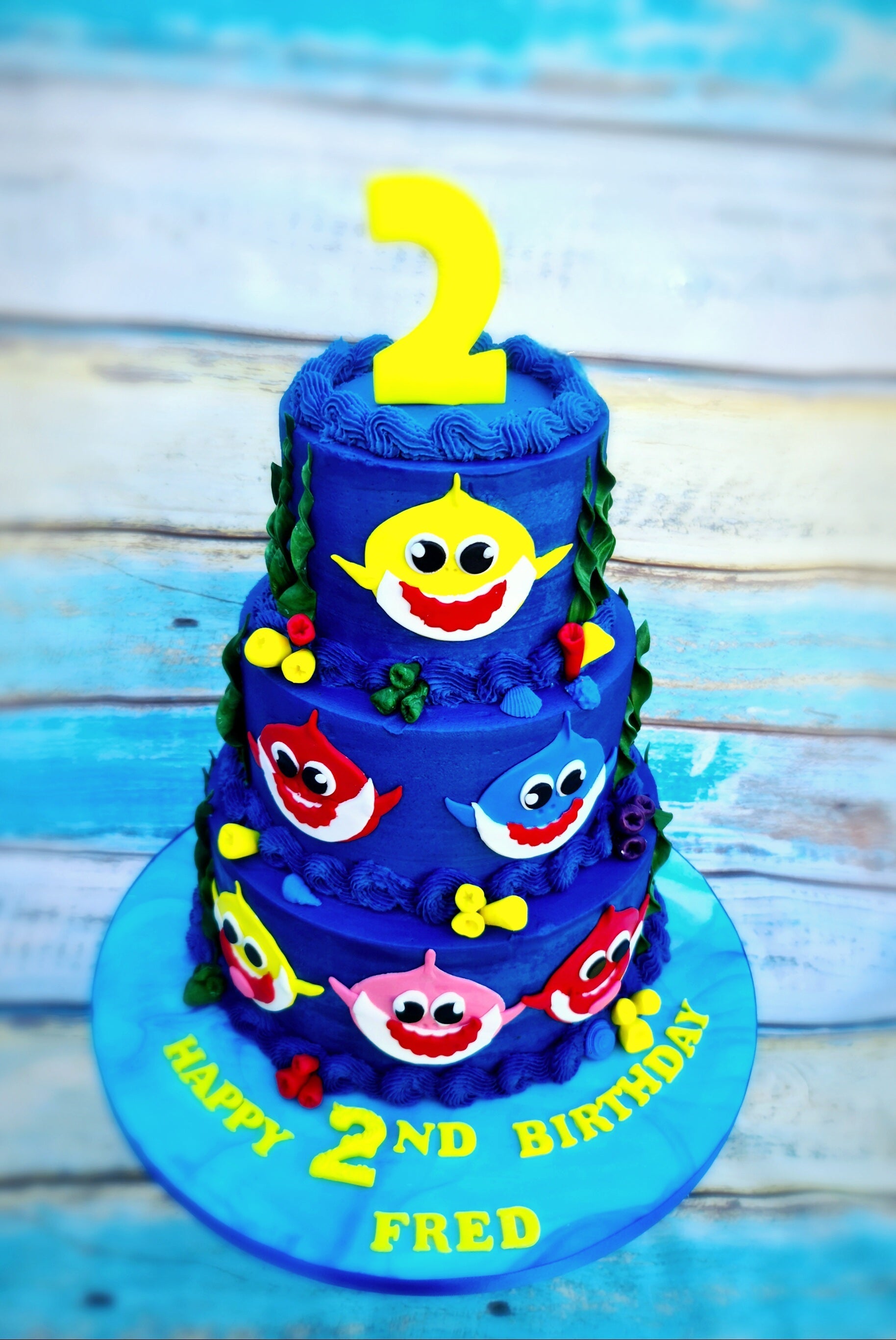 Vegan Baby Shark Fin-tastic Birthday Cake - Cake Secret