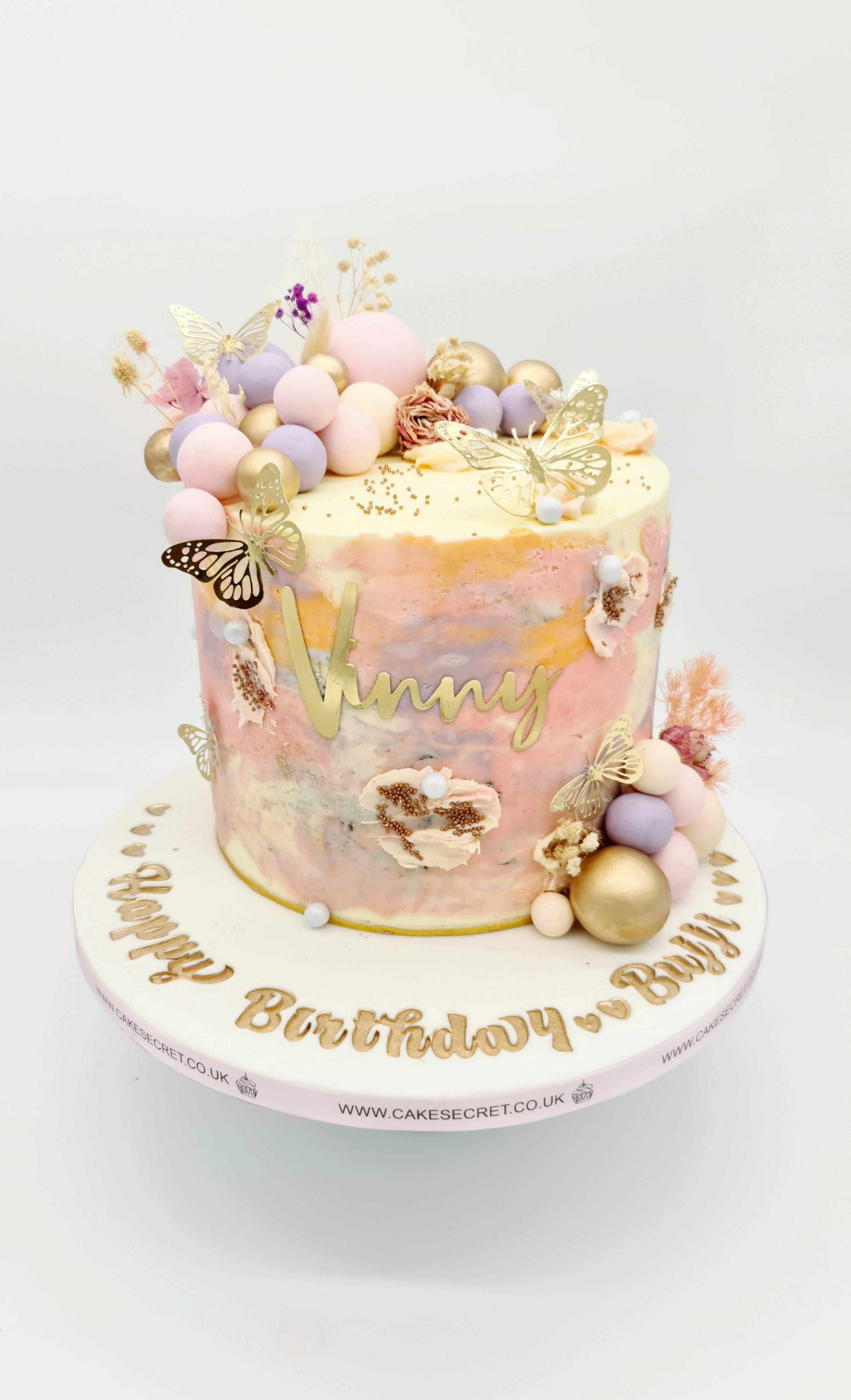 Marbled Elegance Birthday Cake