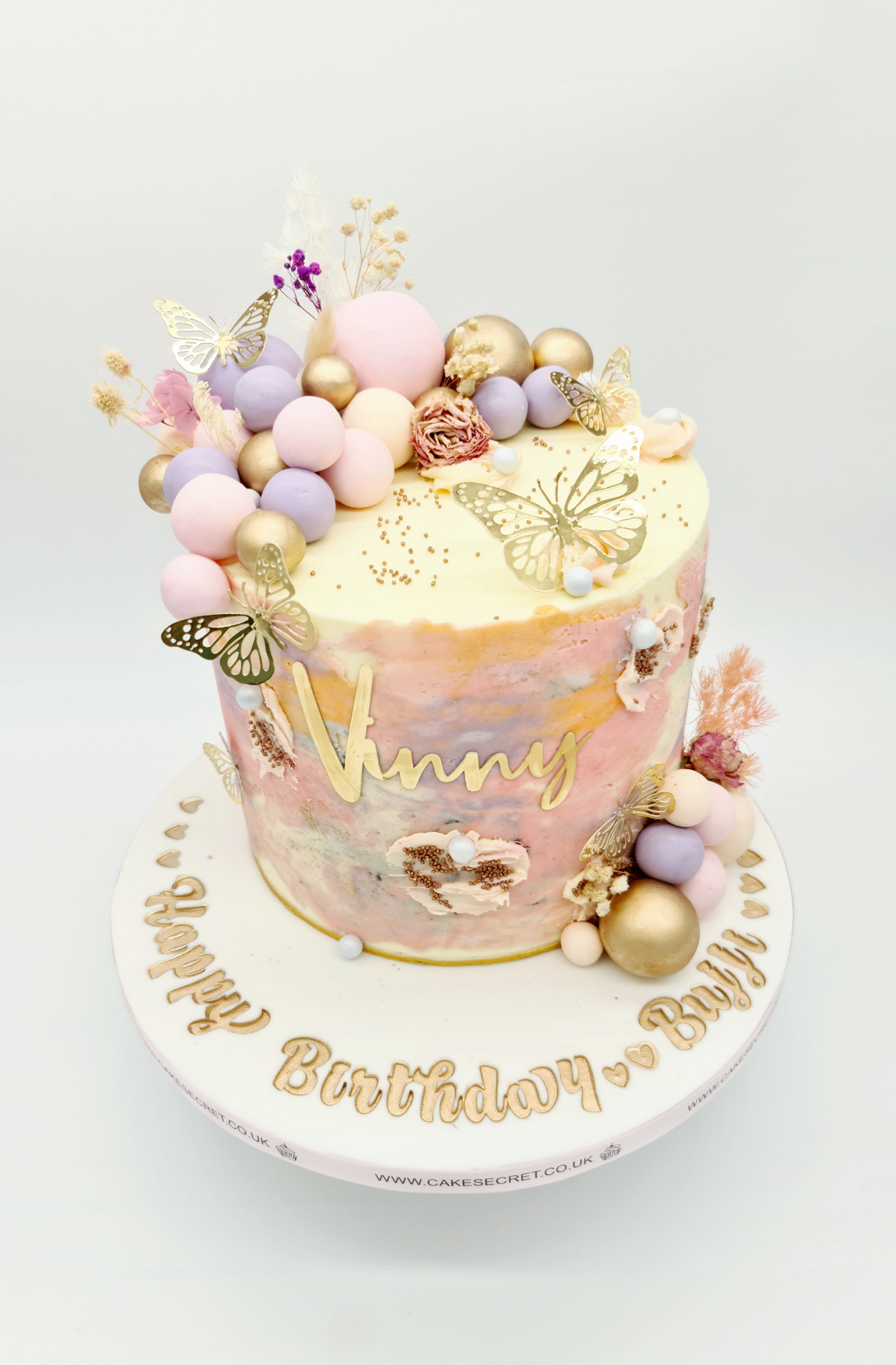 Marbled Elegance Birthday Cake