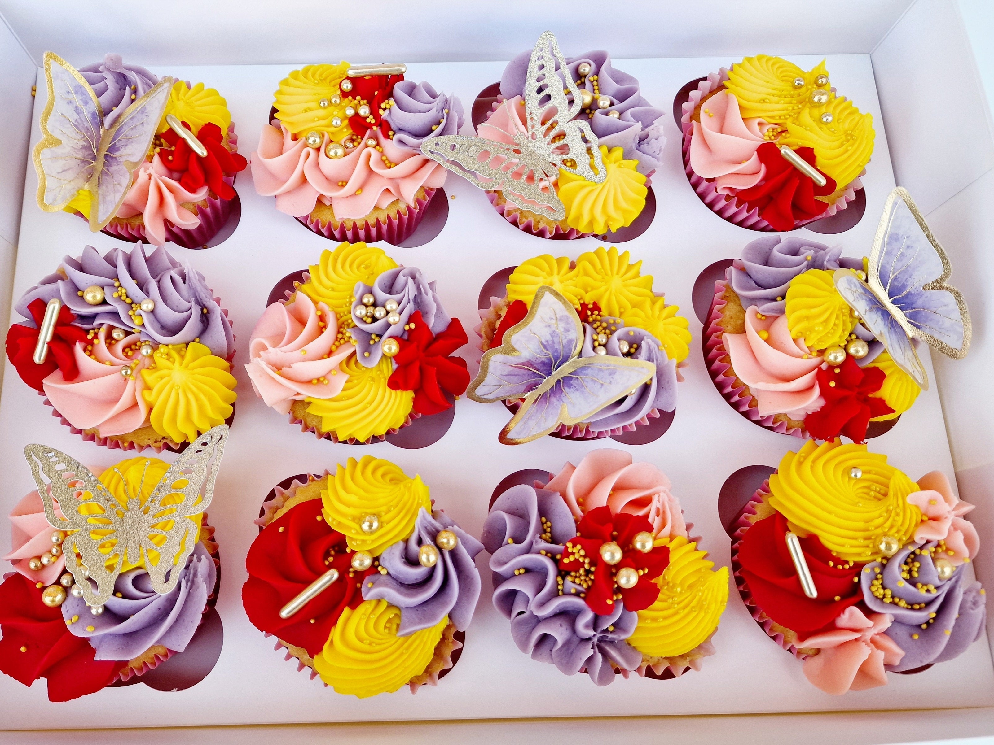 Eggless Fluttering Elegance Buttercream Swirls Cupcakes With Chardstock Butterflies