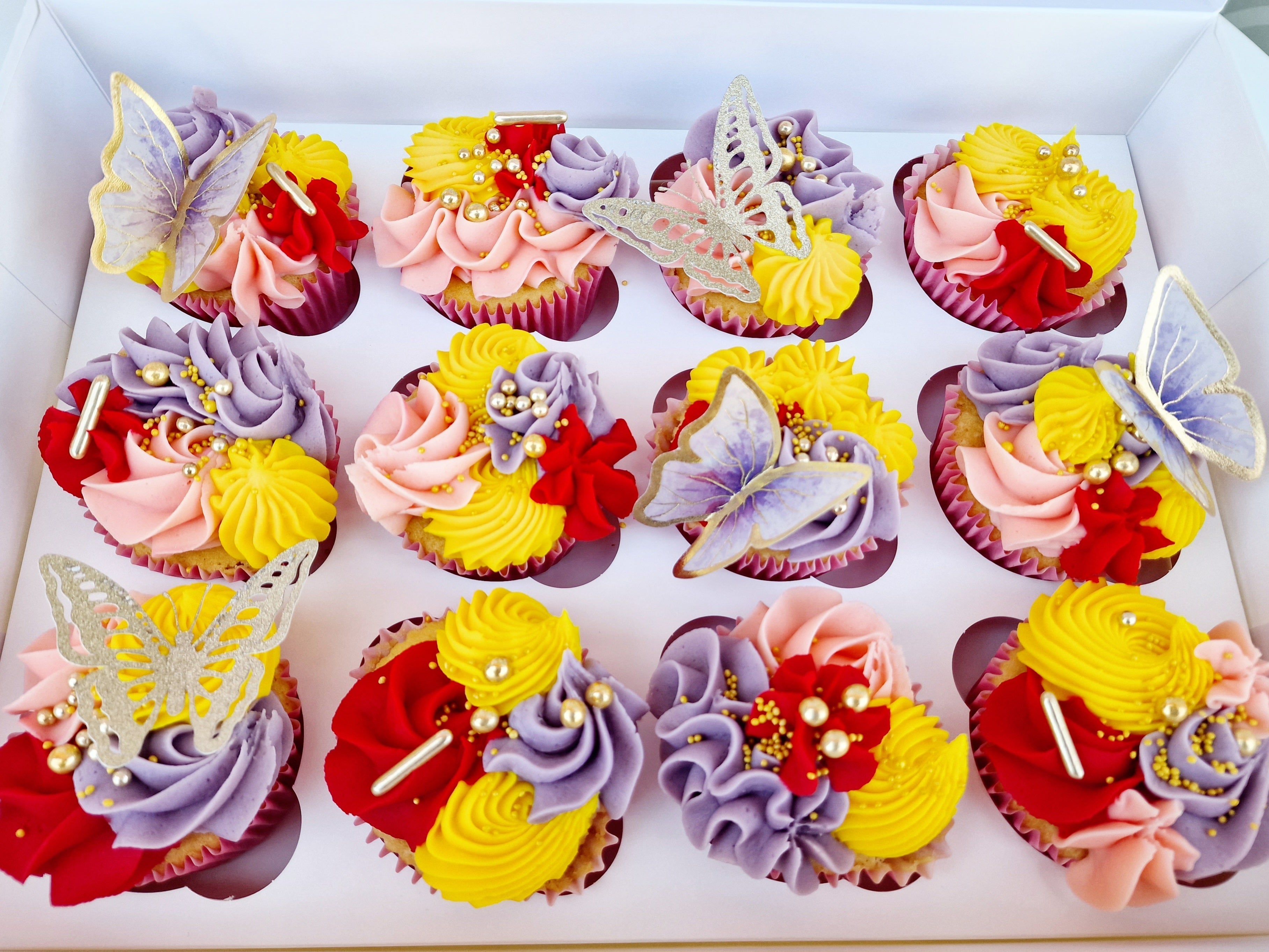 Eggless Fluttering Elegance Buttercream Swirls Cupcakes With Chardstock Butterflies