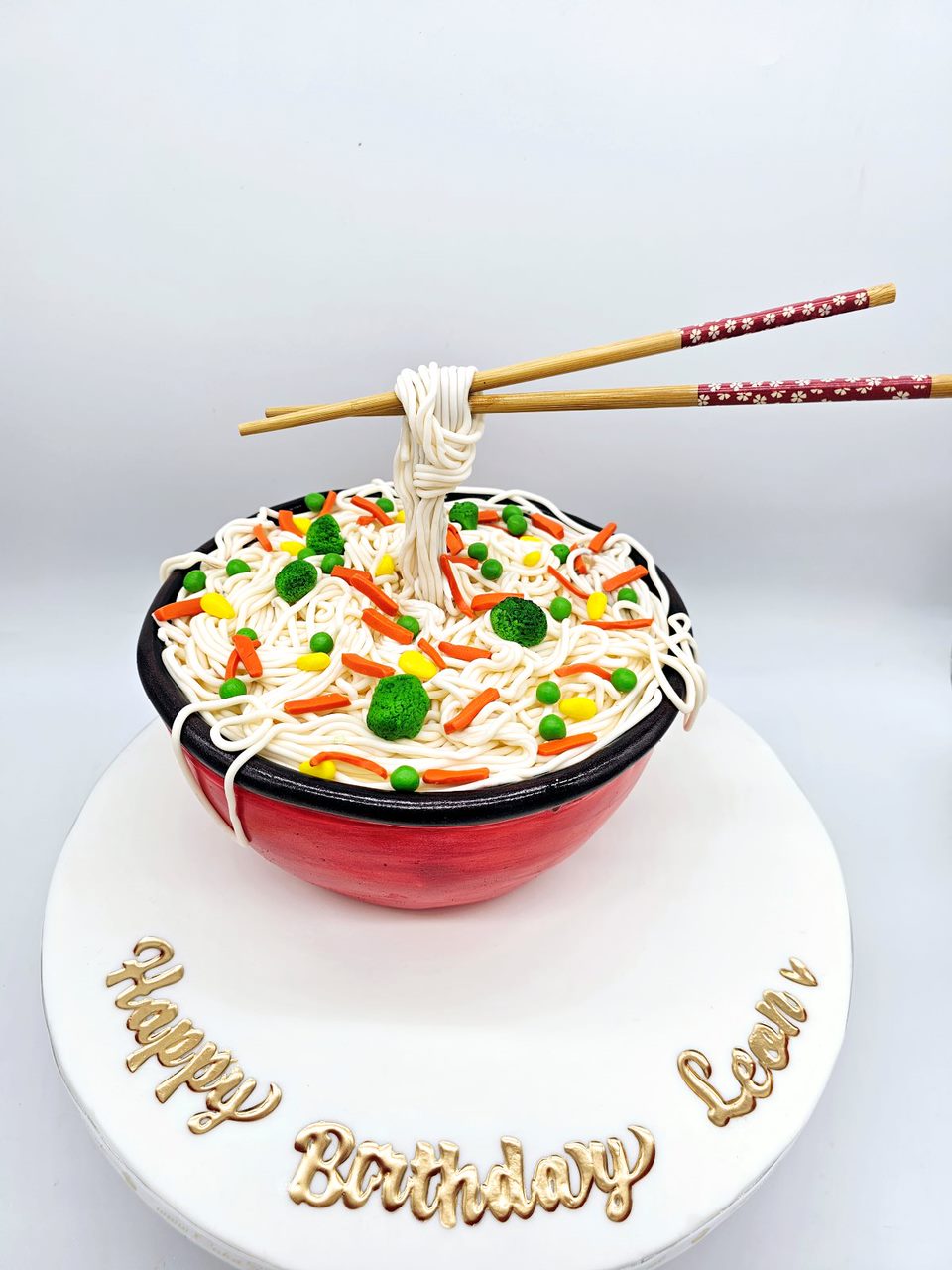 Floating Chopstick Delight 3D Ramen Noodle Bowl Cake