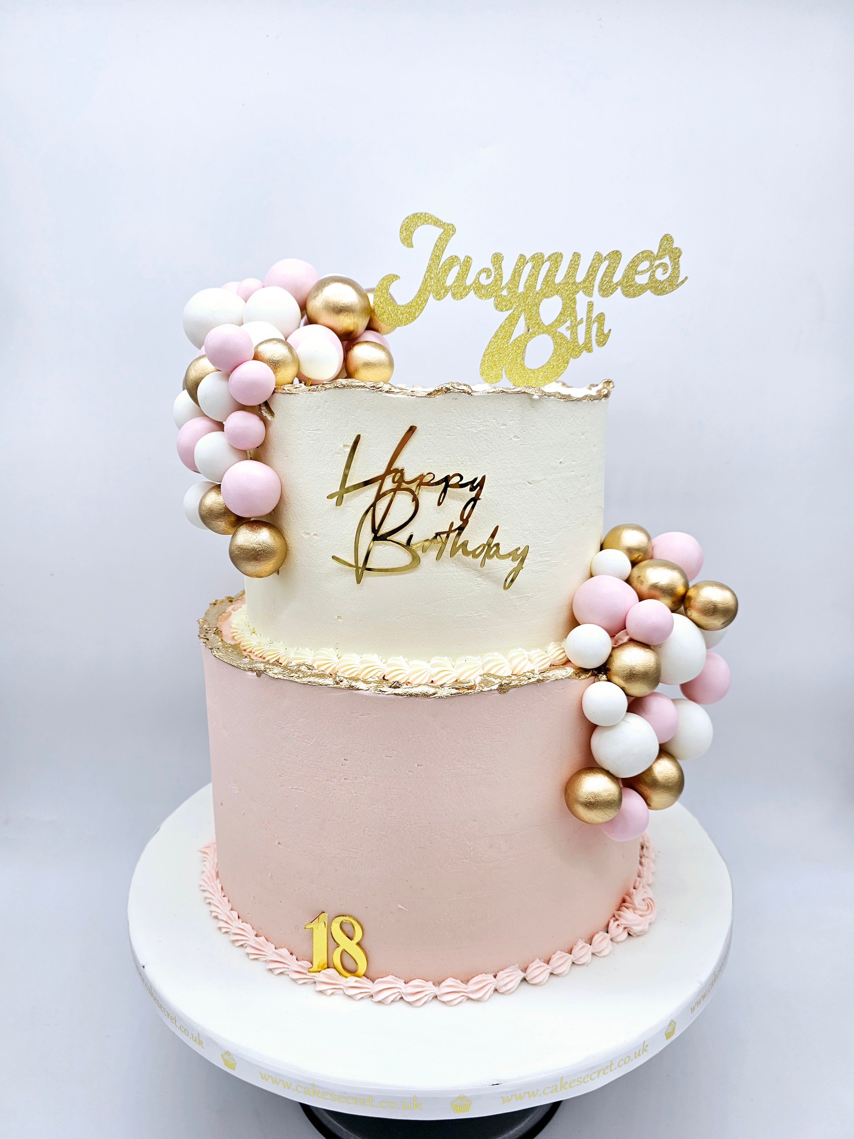 Elegant Blush & Gold 18th Birthday Cake