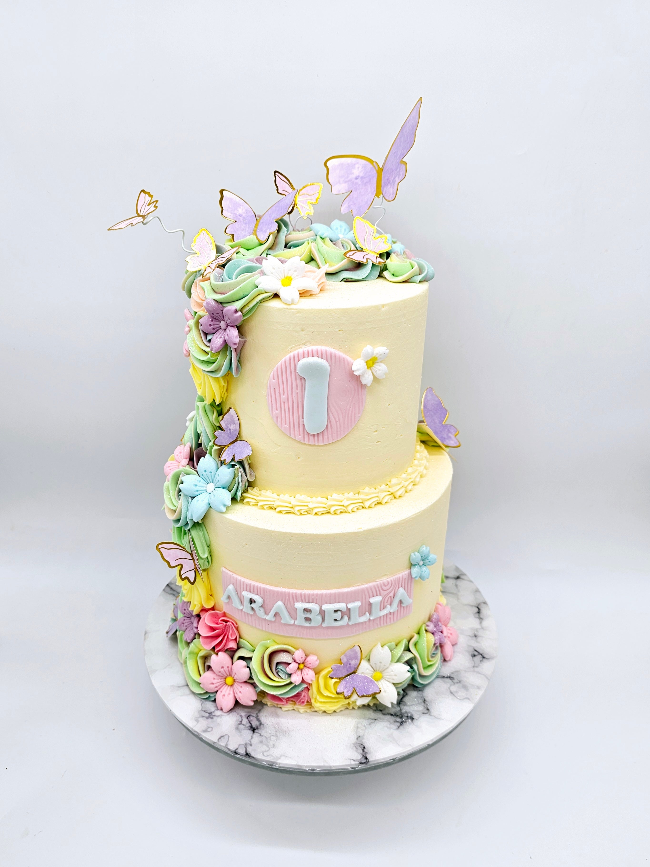 Butterfly Dreams First Birthday Cake