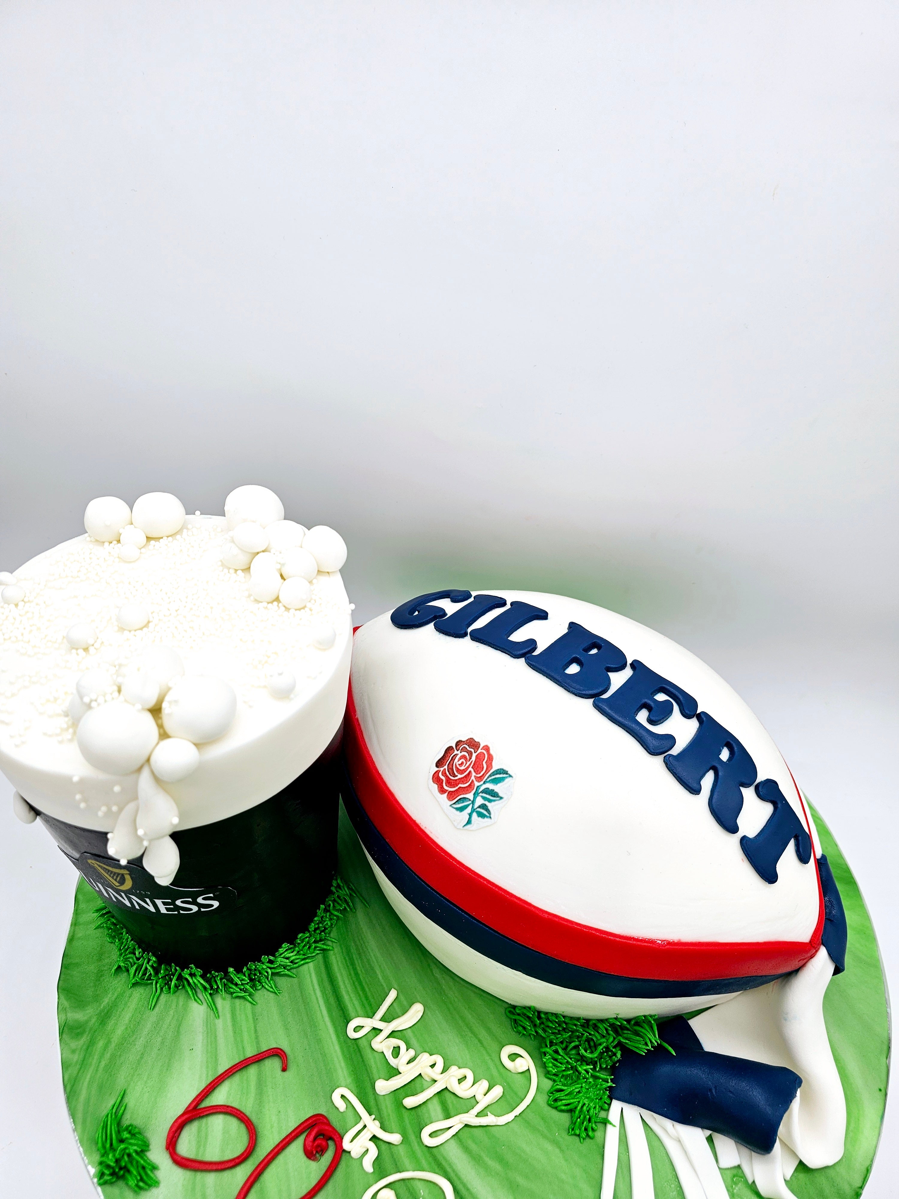 Rugby Ball and Guinness Pint Cake