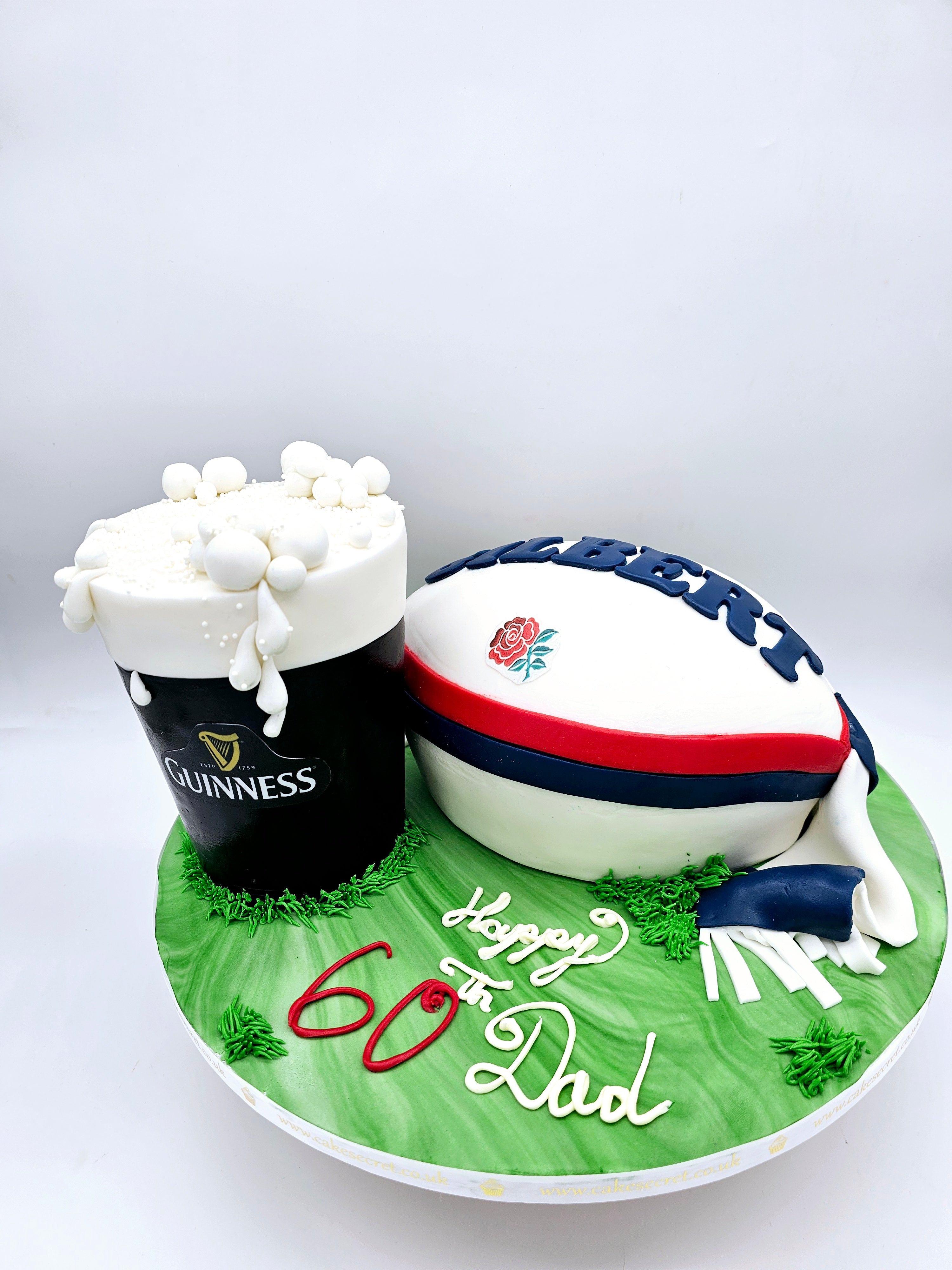 Rugby Ball and Guinness Pint Cake