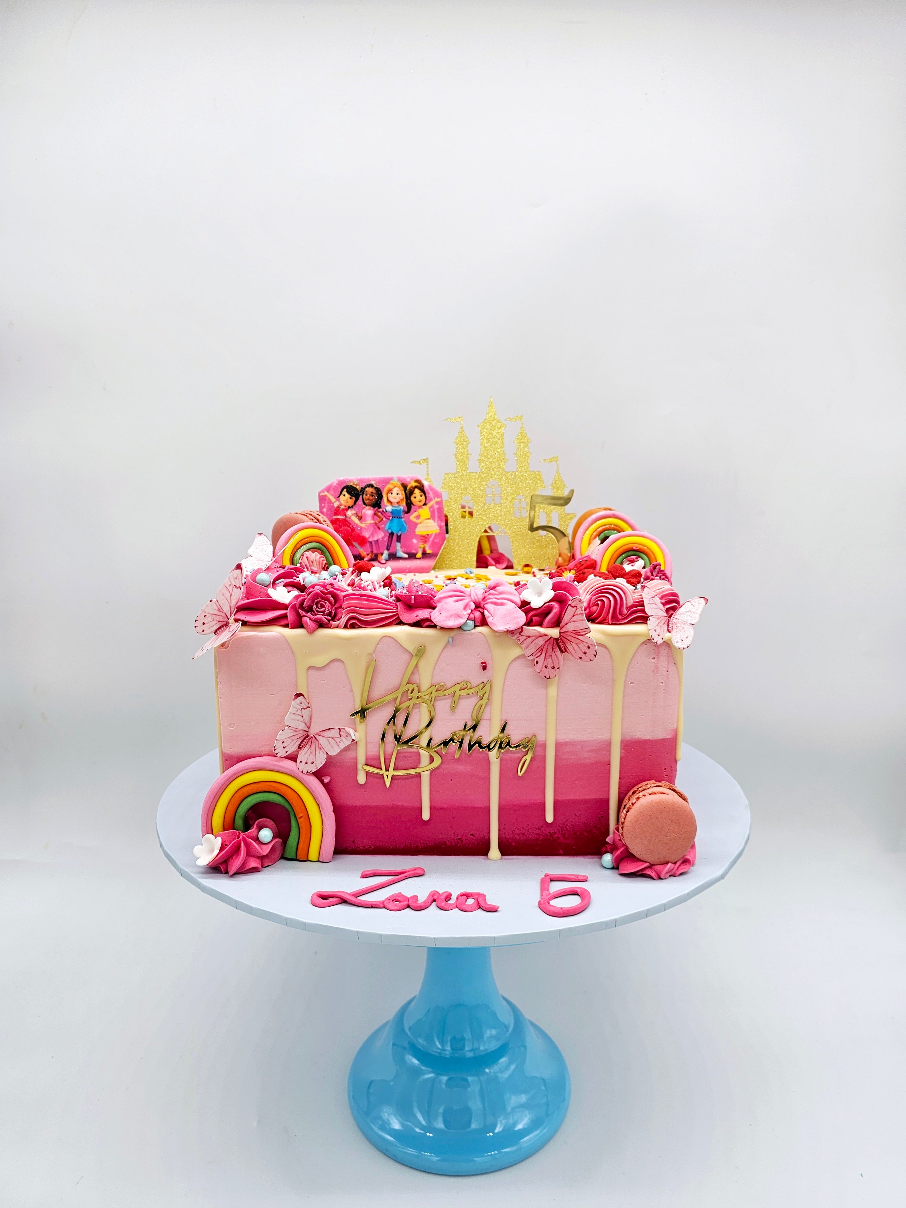 Eggless Princess Rainbow Birthday Cake