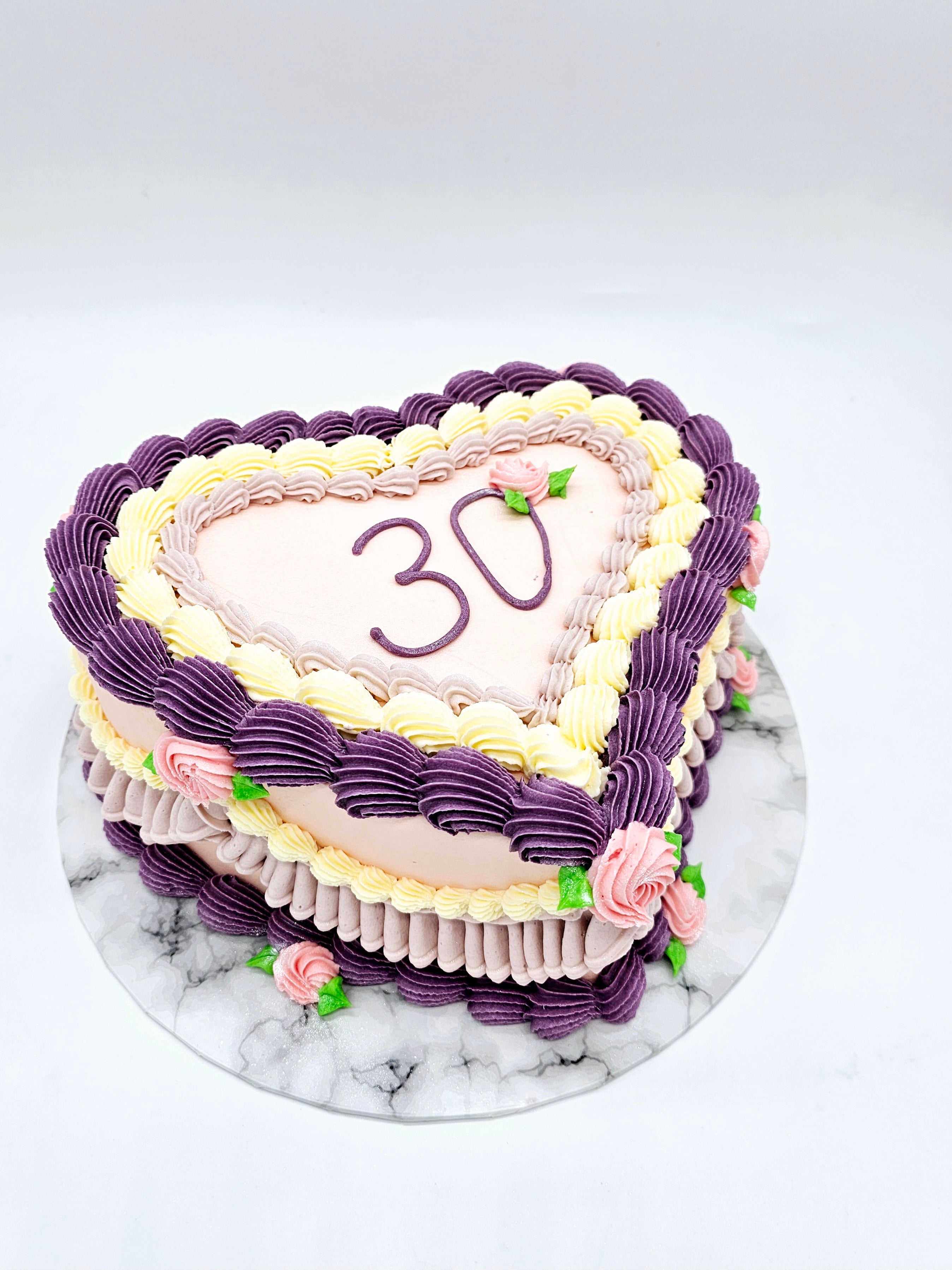 Gluten-free Vintage Piped Heart Cake – Floral Buttercream Design - Cake Secret