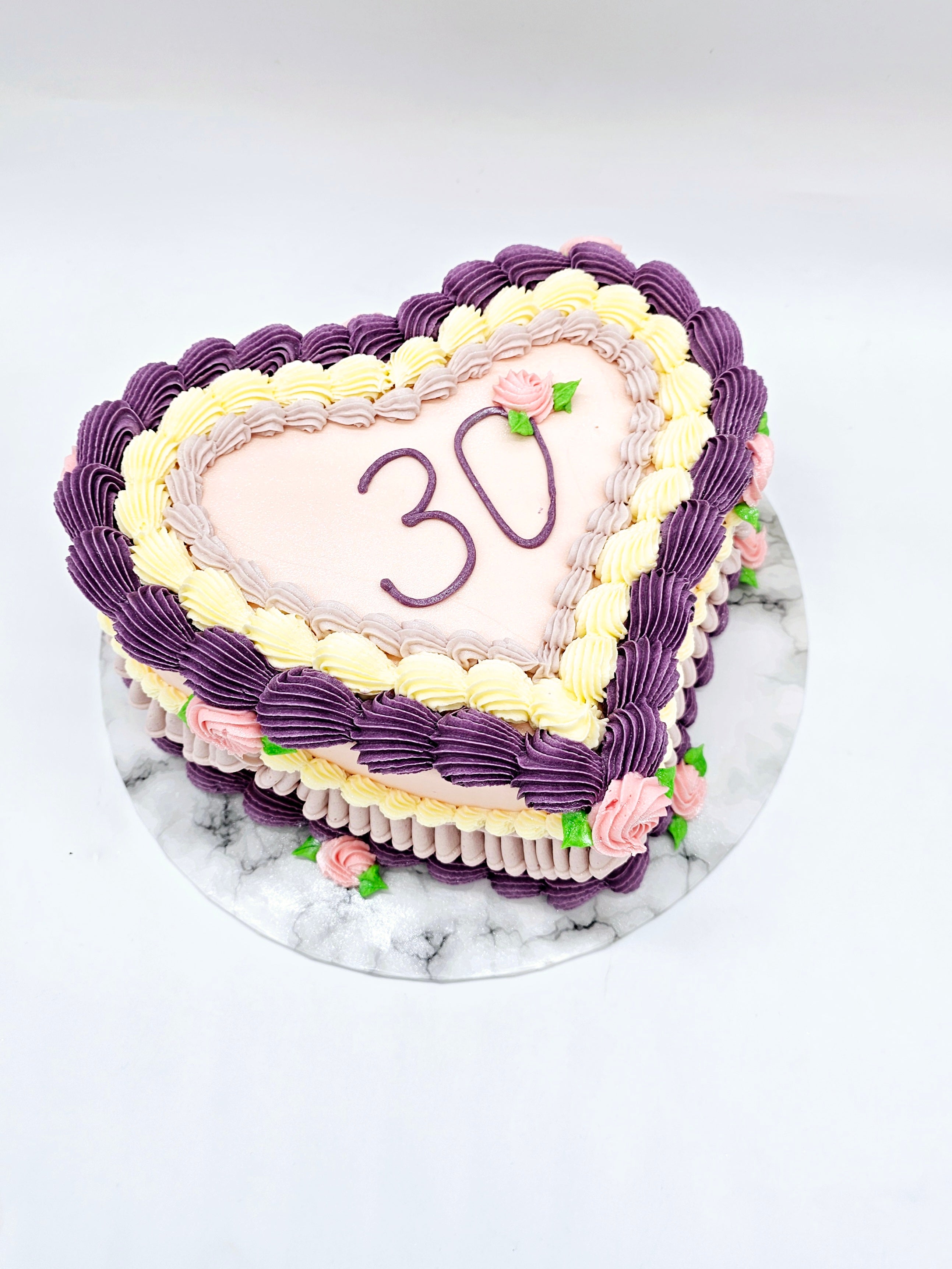 Gluten-free Vintage Piped Heart Cake – Floral Buttercream Design - Cake Secret
