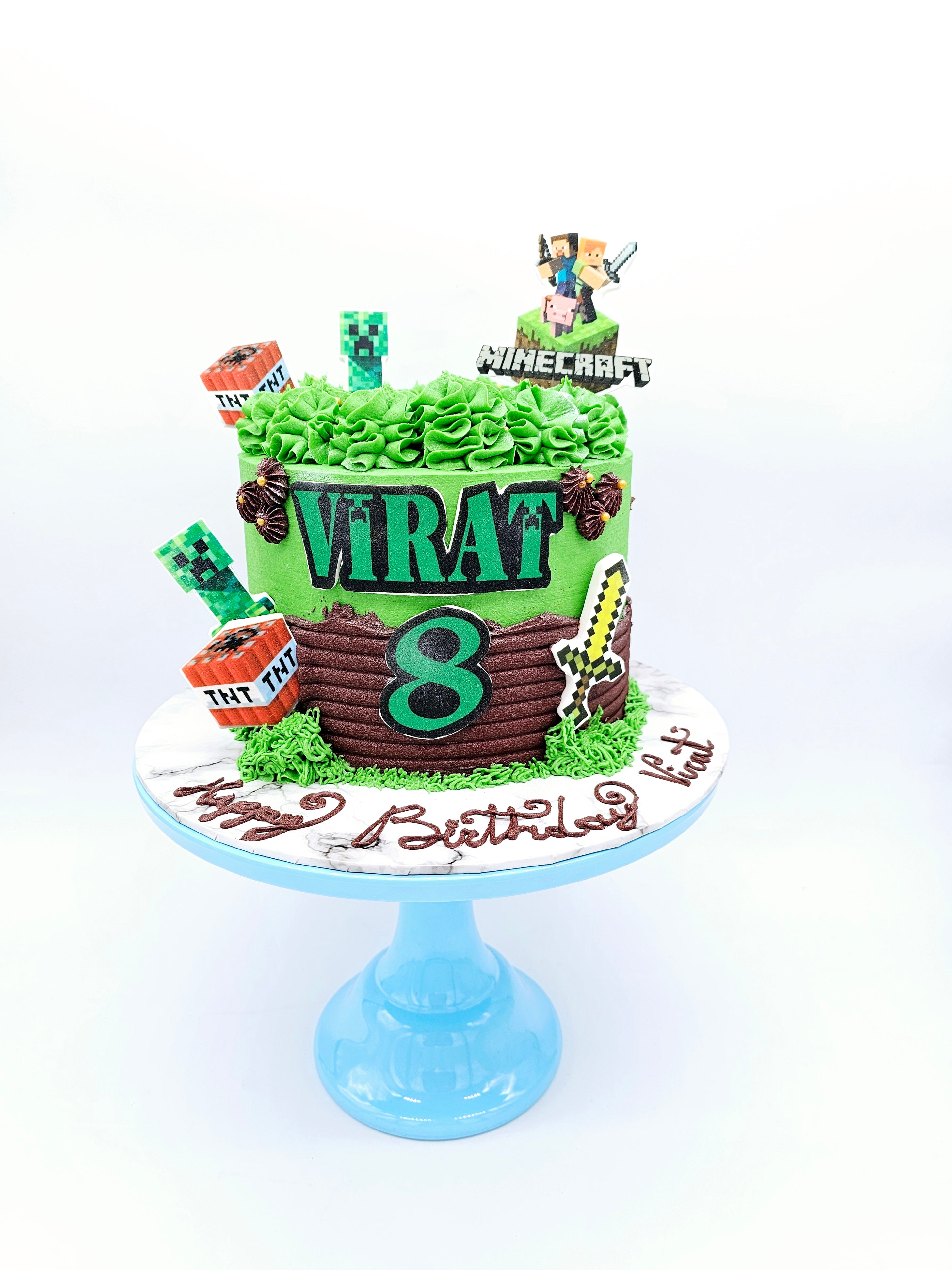 Eggless Minecraft Birthday Cake – Edible Prints & Pixel Design - Cake Secret