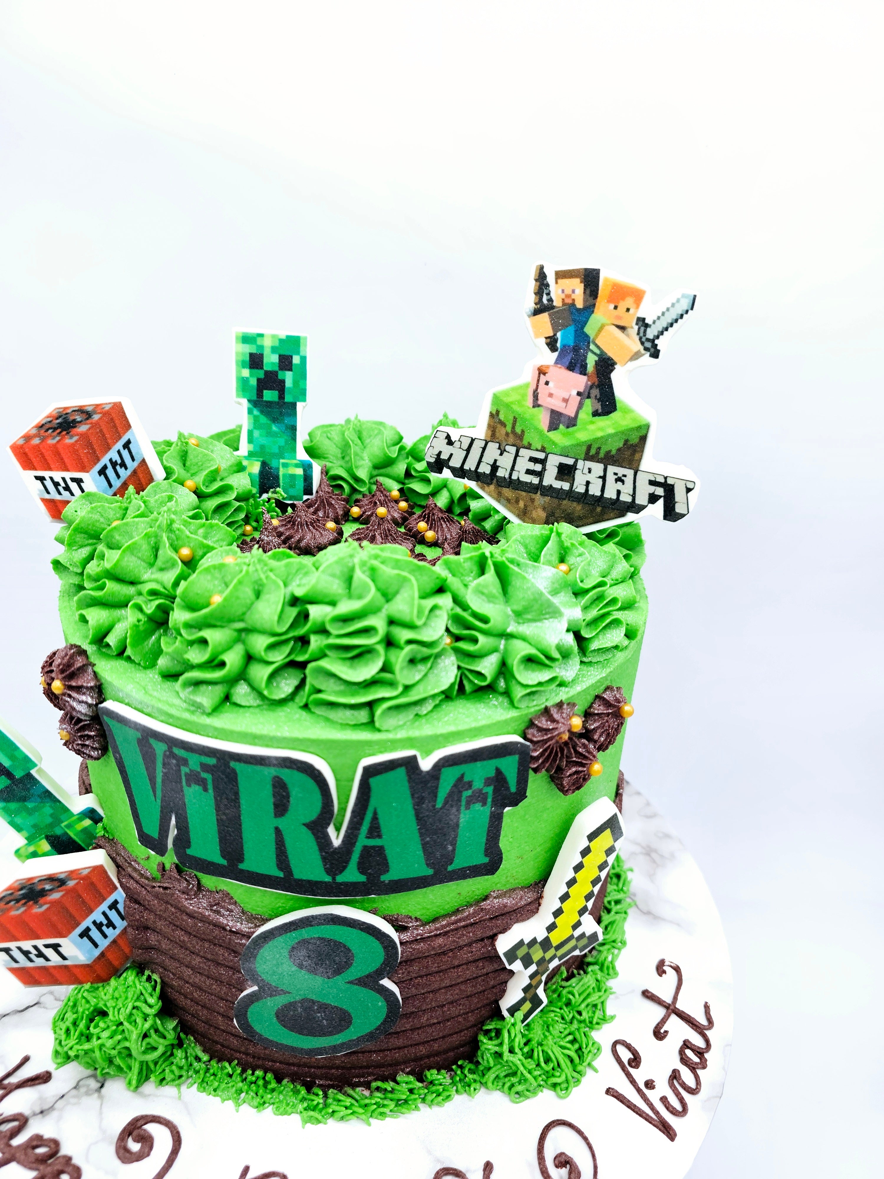 Eggless Minecraft Birthday Cake – Edible Prints & Pixel Design - Cake Secret