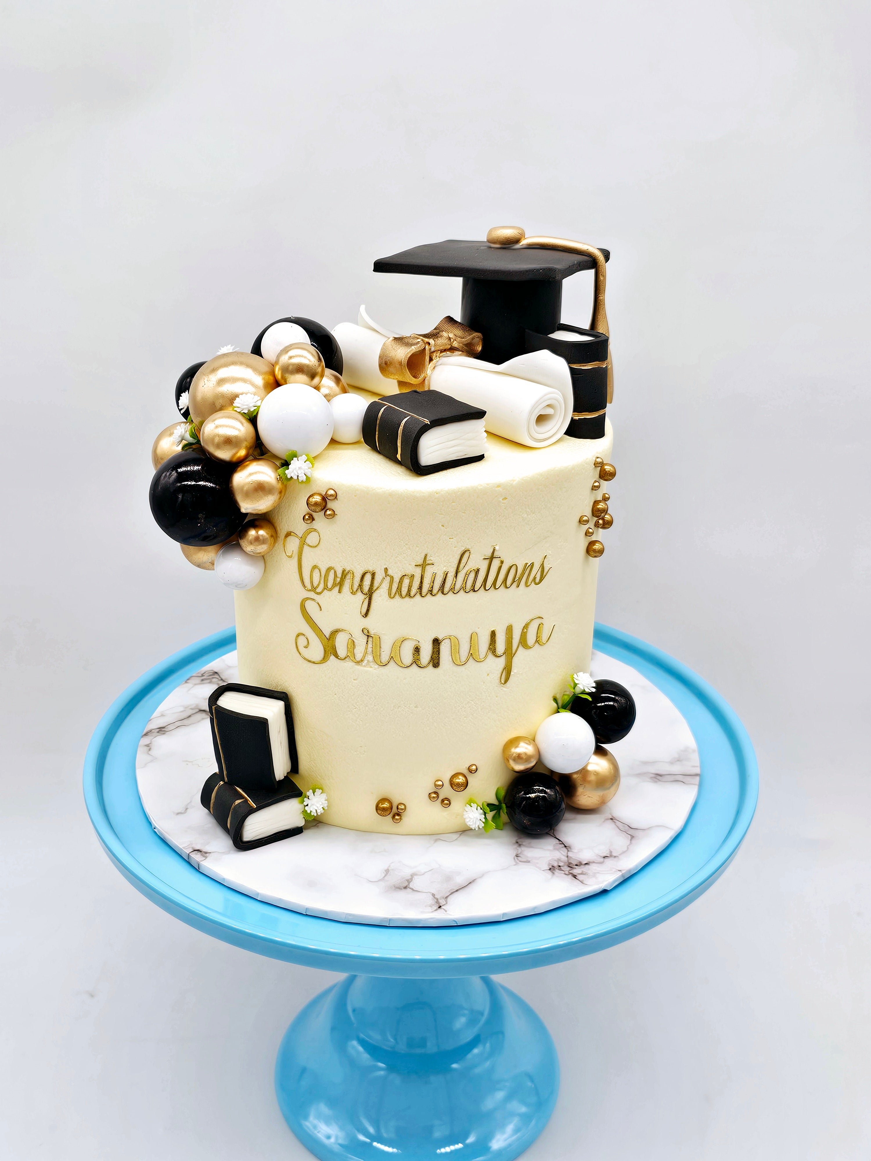 Black & Gold Graduation Cake