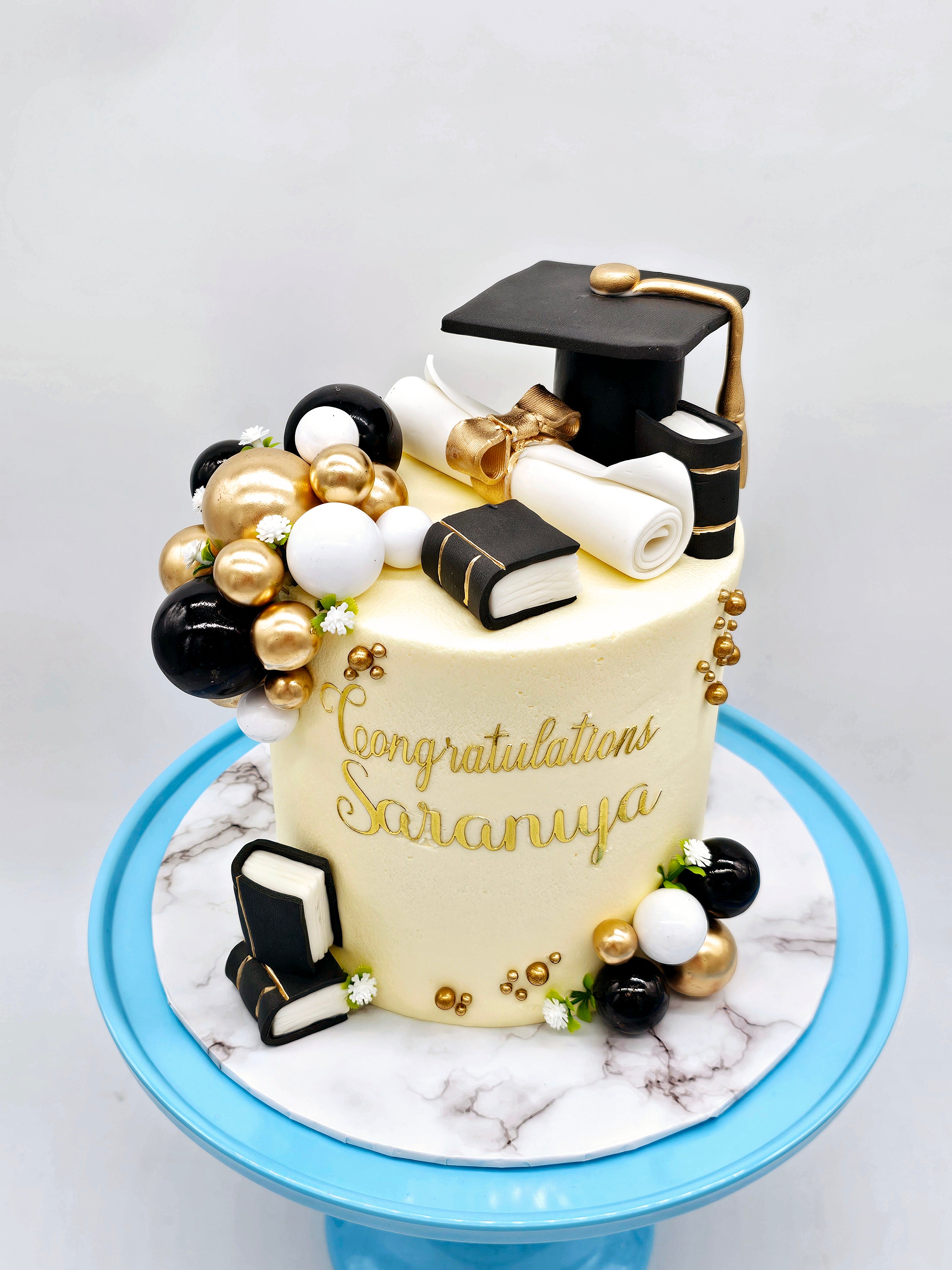 Black & Gold Graduation Cake
