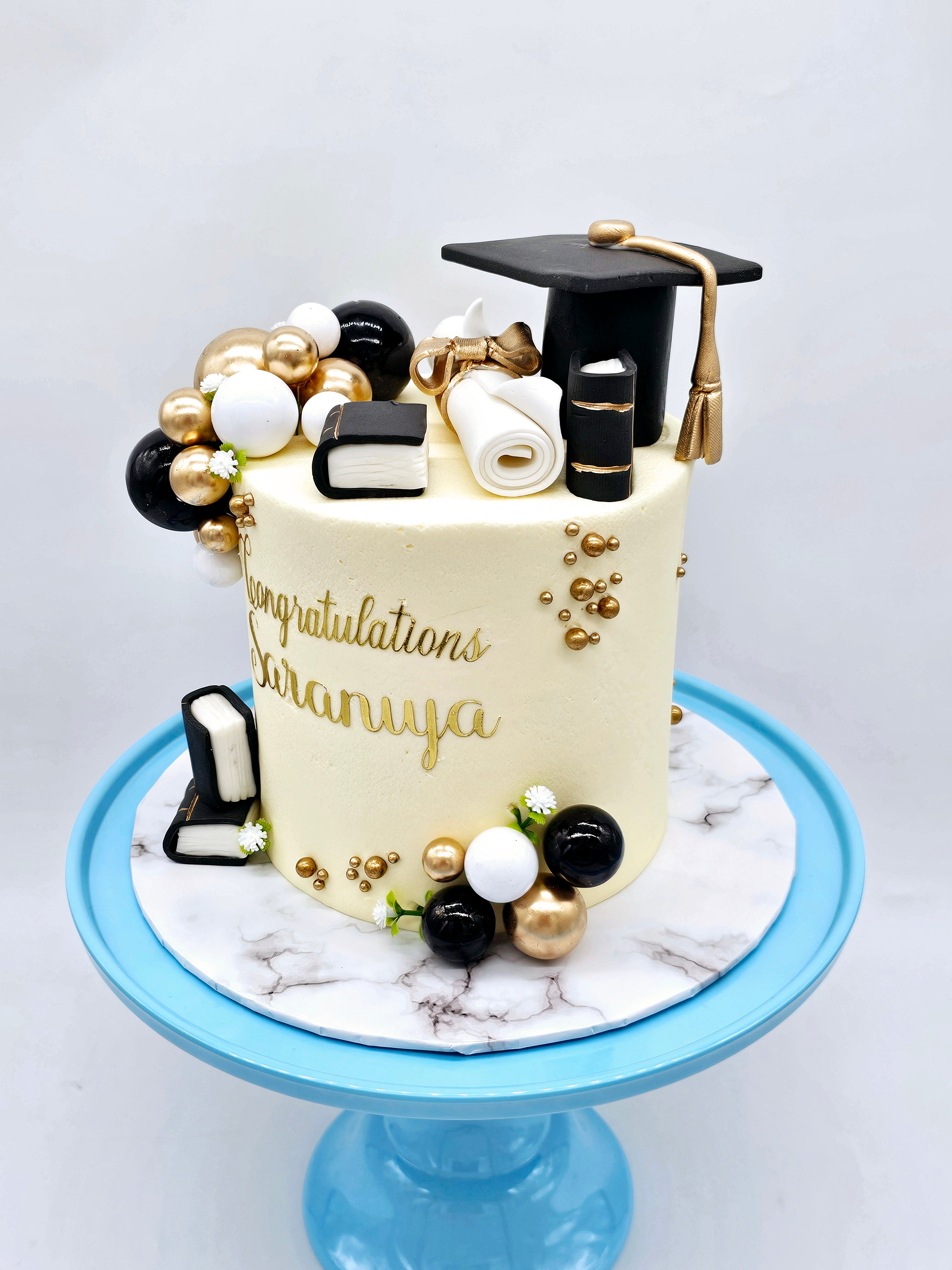 Black & Gold Graduation Cake