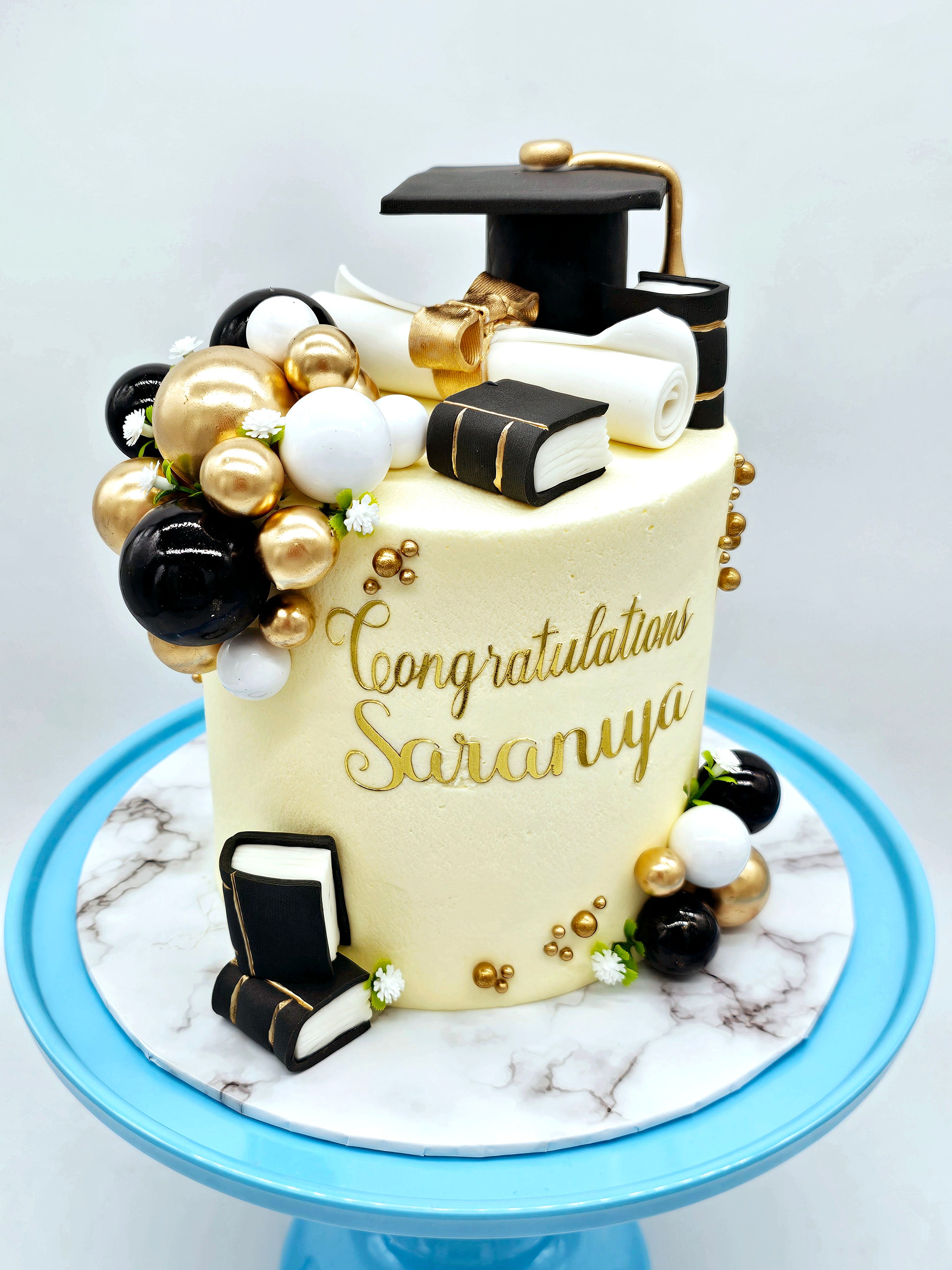 Black & Gold Graduation Cake