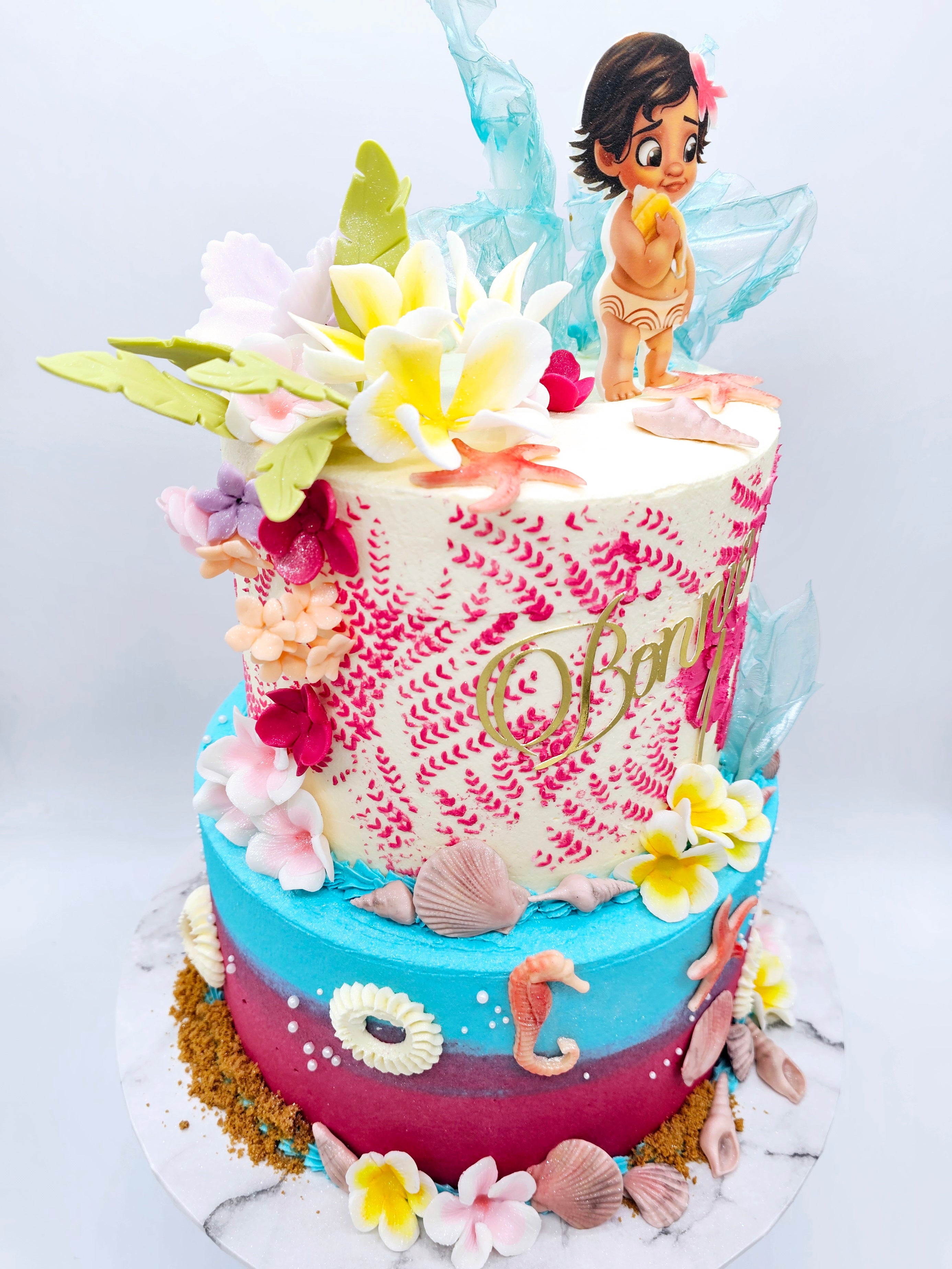 Baby Moana Inspired Tropical Two-Tier Cake