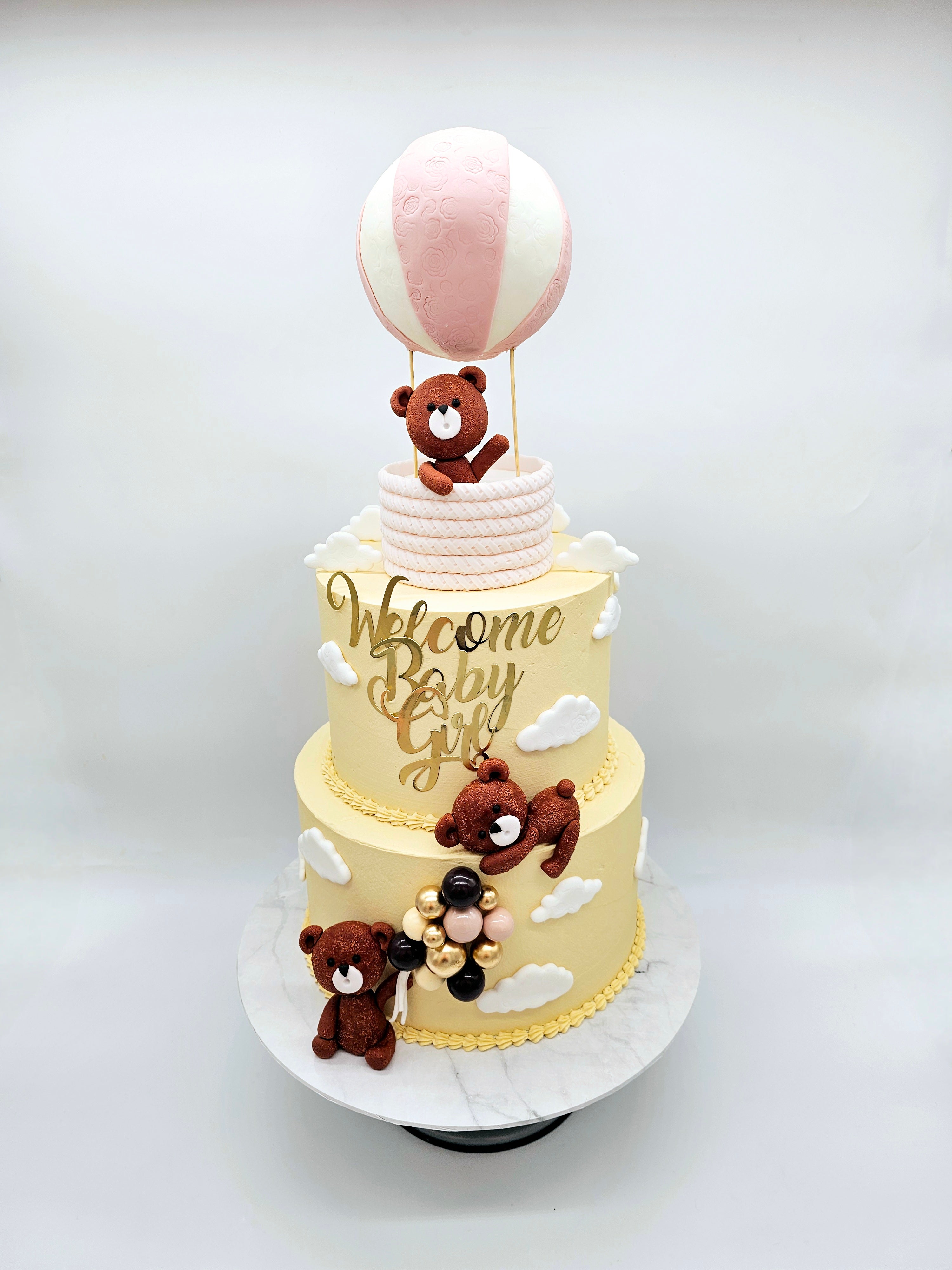 Teddy Bear Hot Air Balloon Baby Shower Cake