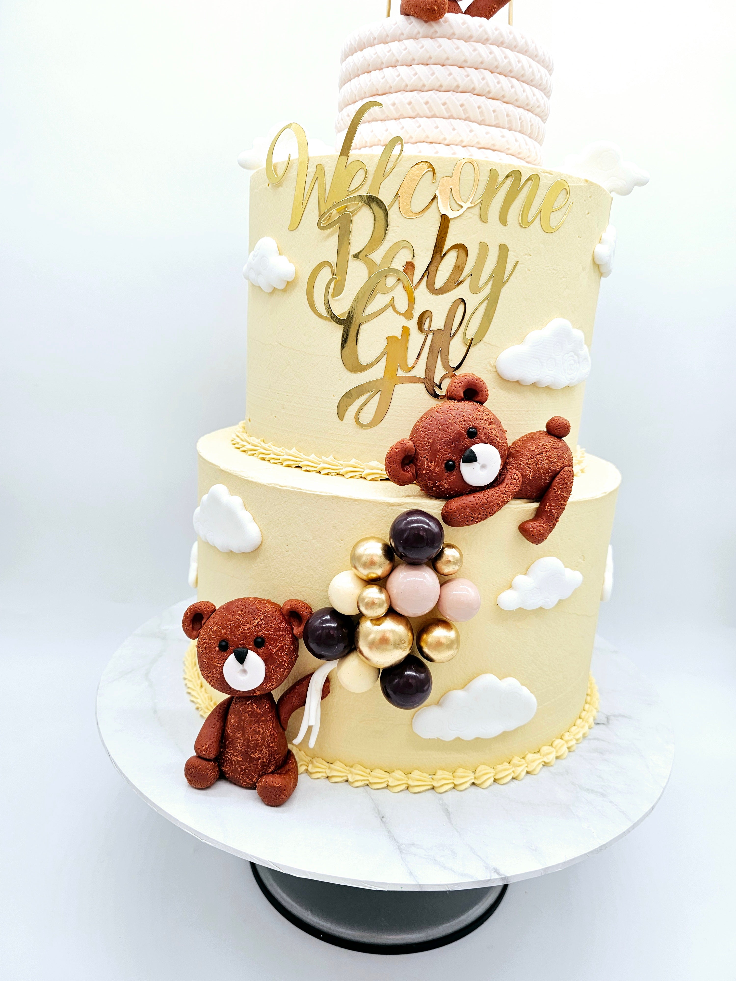 Teddy Bear Hot Air Balloon Baby Shower Cake