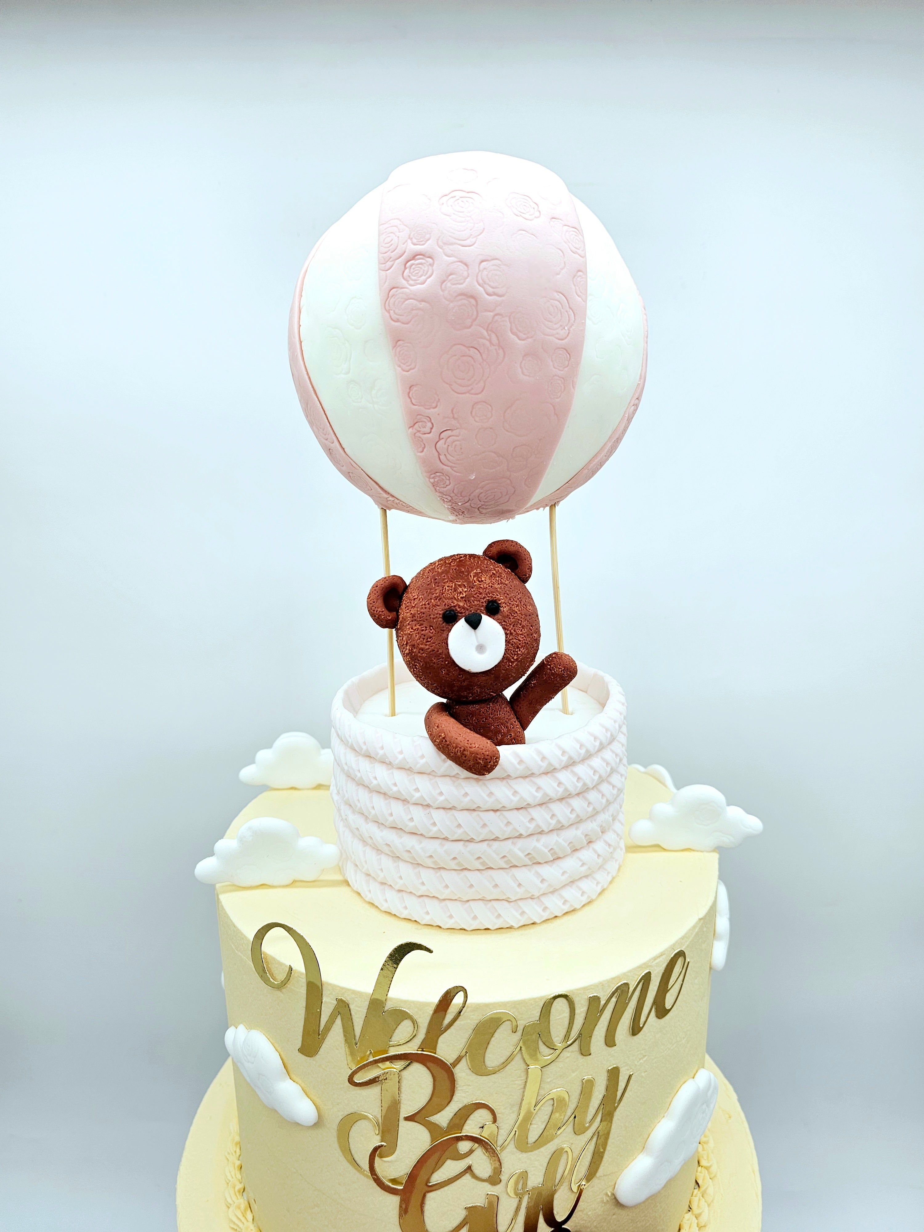 Teddy Bear Hot Air Balloon Baby Shower Cake