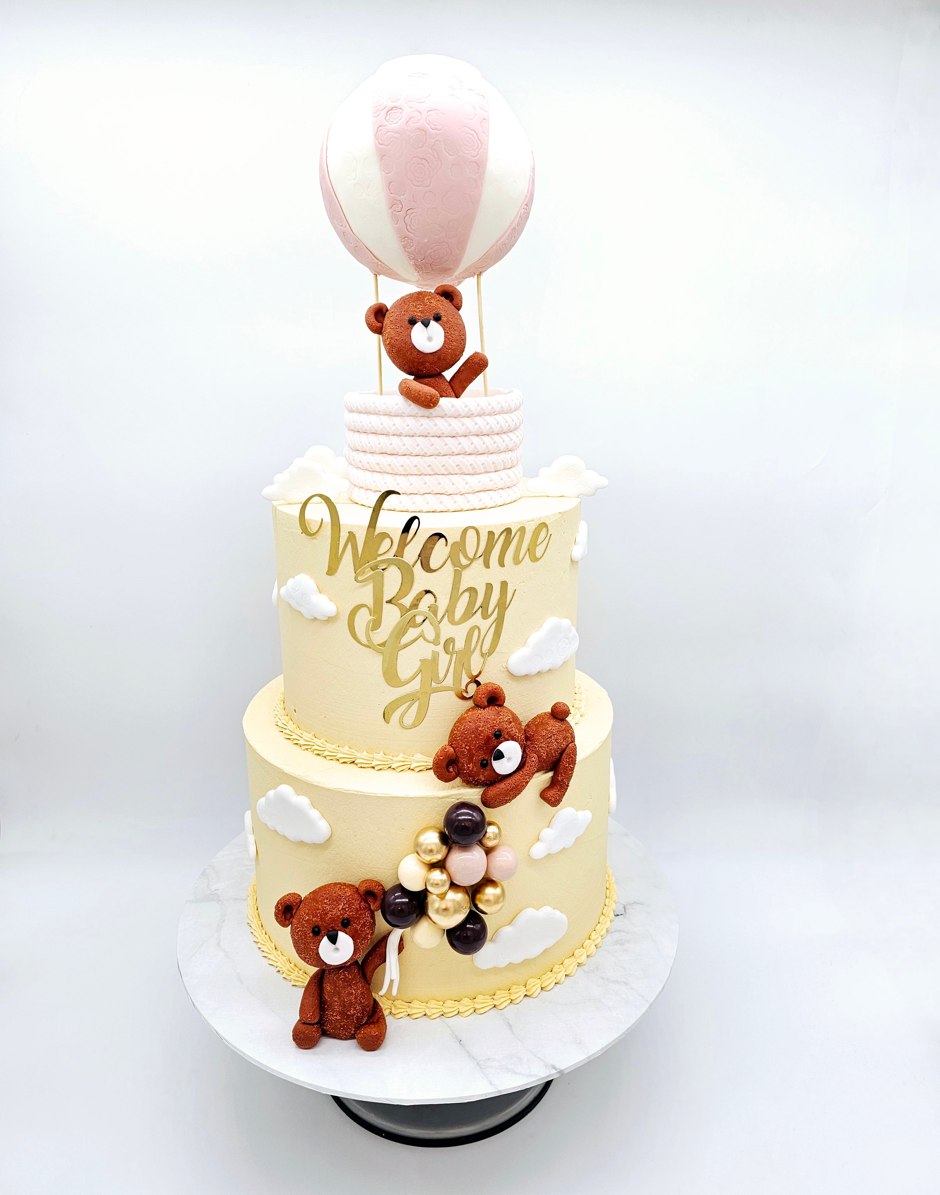 Teddy Bear Hot Air Balloon Baby Shower Cake