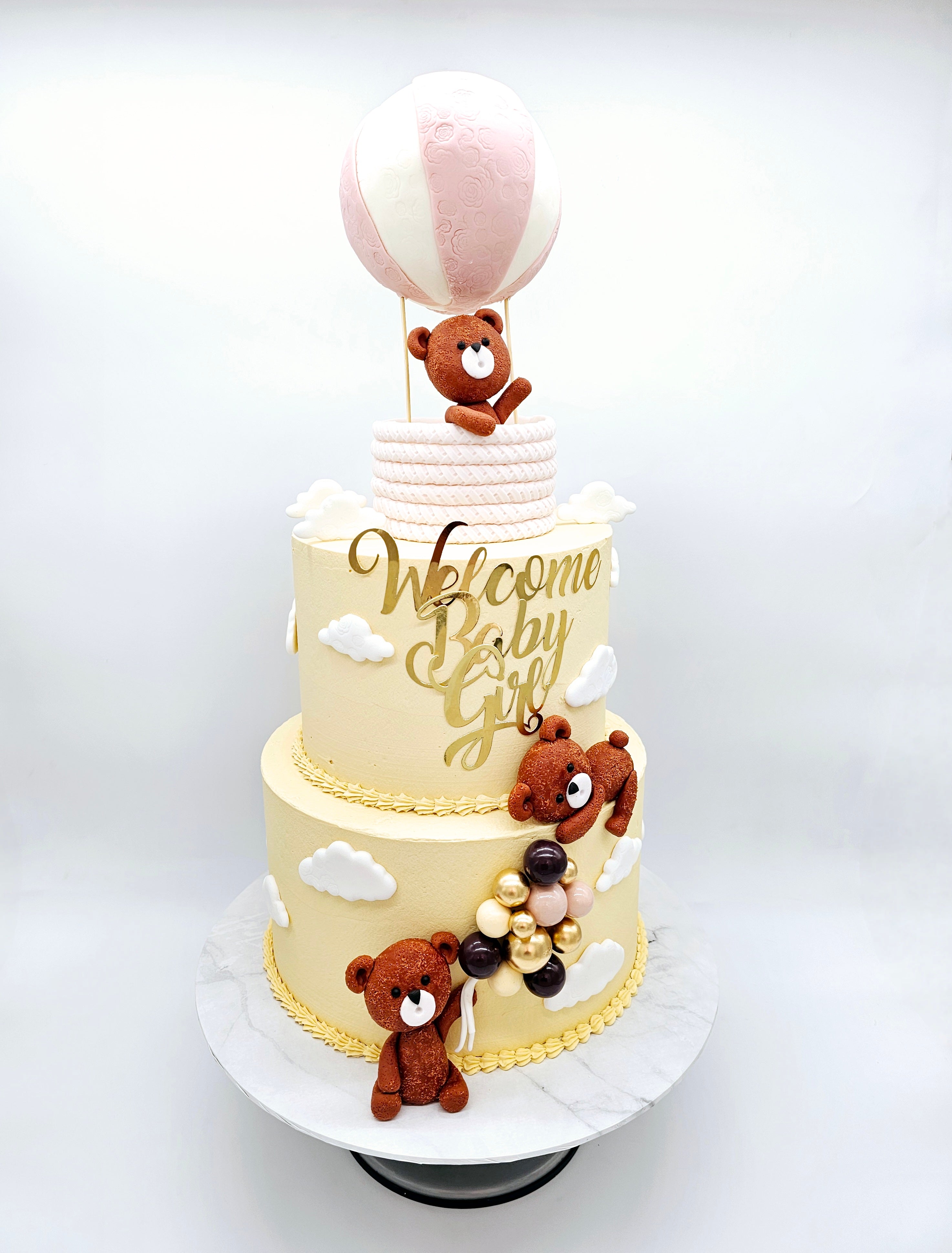 Teddy Bear Hot Air Balloon Baby Shower Cake