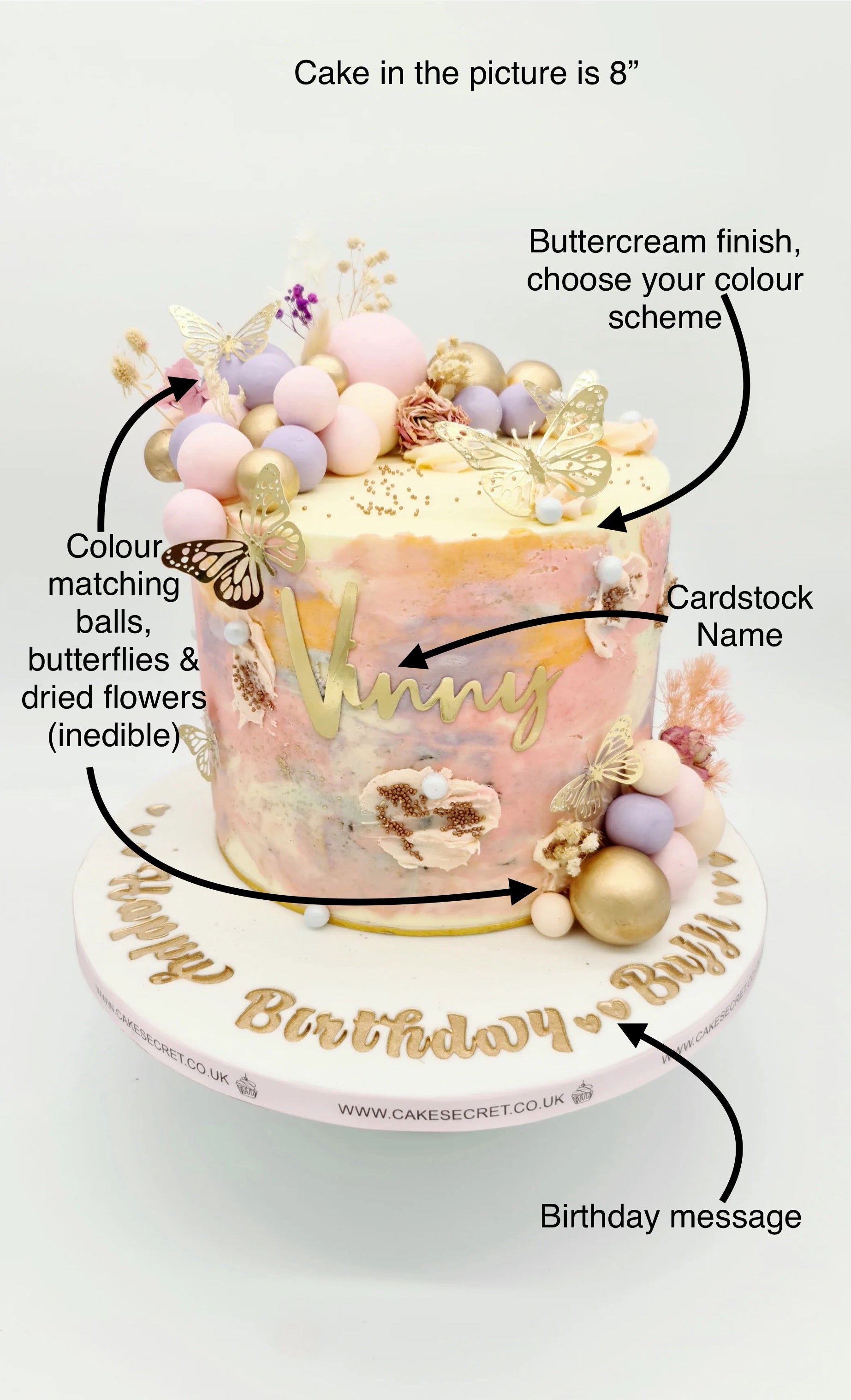 Eggless Marbled Elegance Birthday Cake - Cake Secret