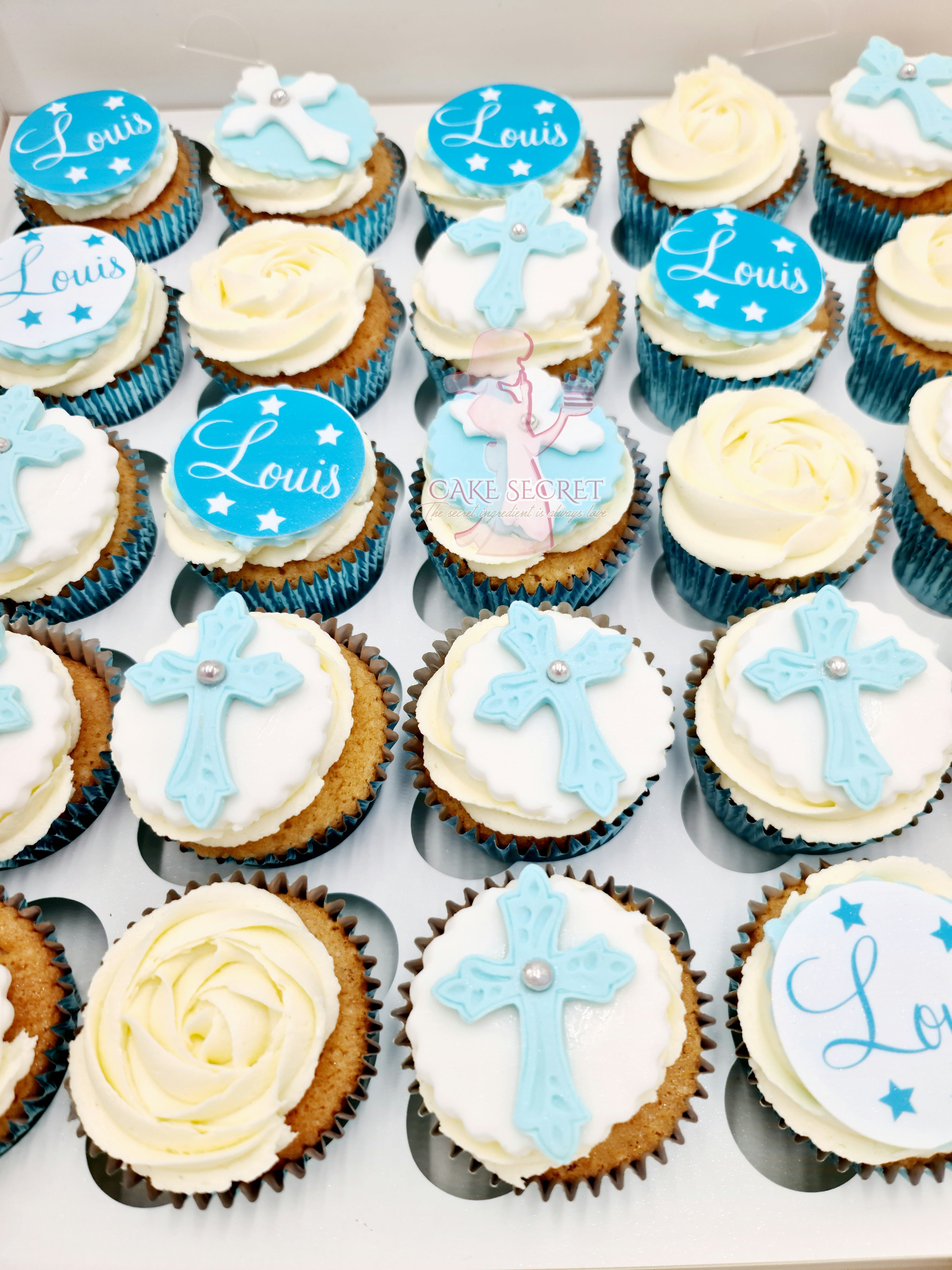Gluten-Free Blessed Beginnings Christening Cupcakes With Handcrafted Sugarpaste Cross - Cake Secret