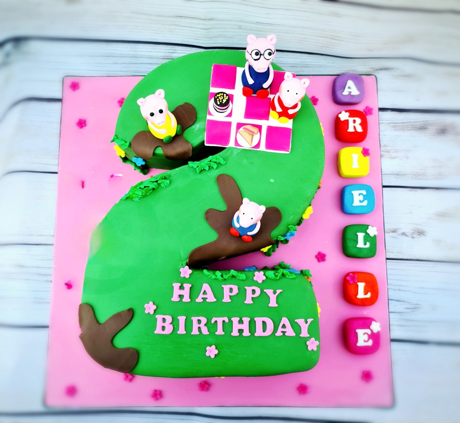 Peppa Pig Picnic Number Cake - Cake Secret
